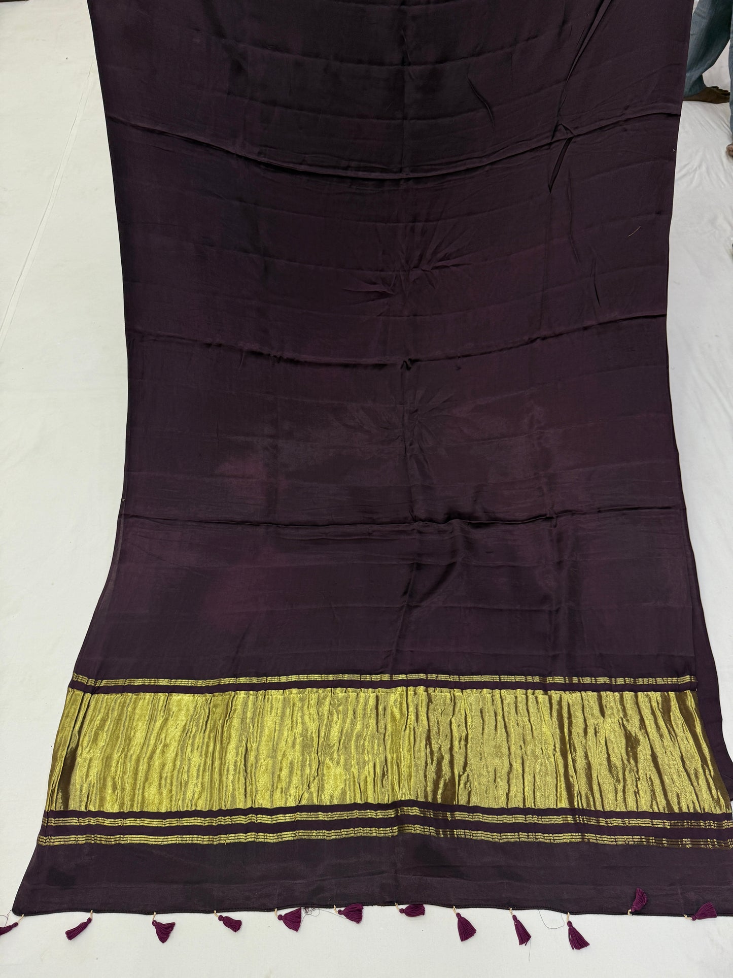 Garnett Wine Modal Satin Silk Lagdi Pallu Saree
