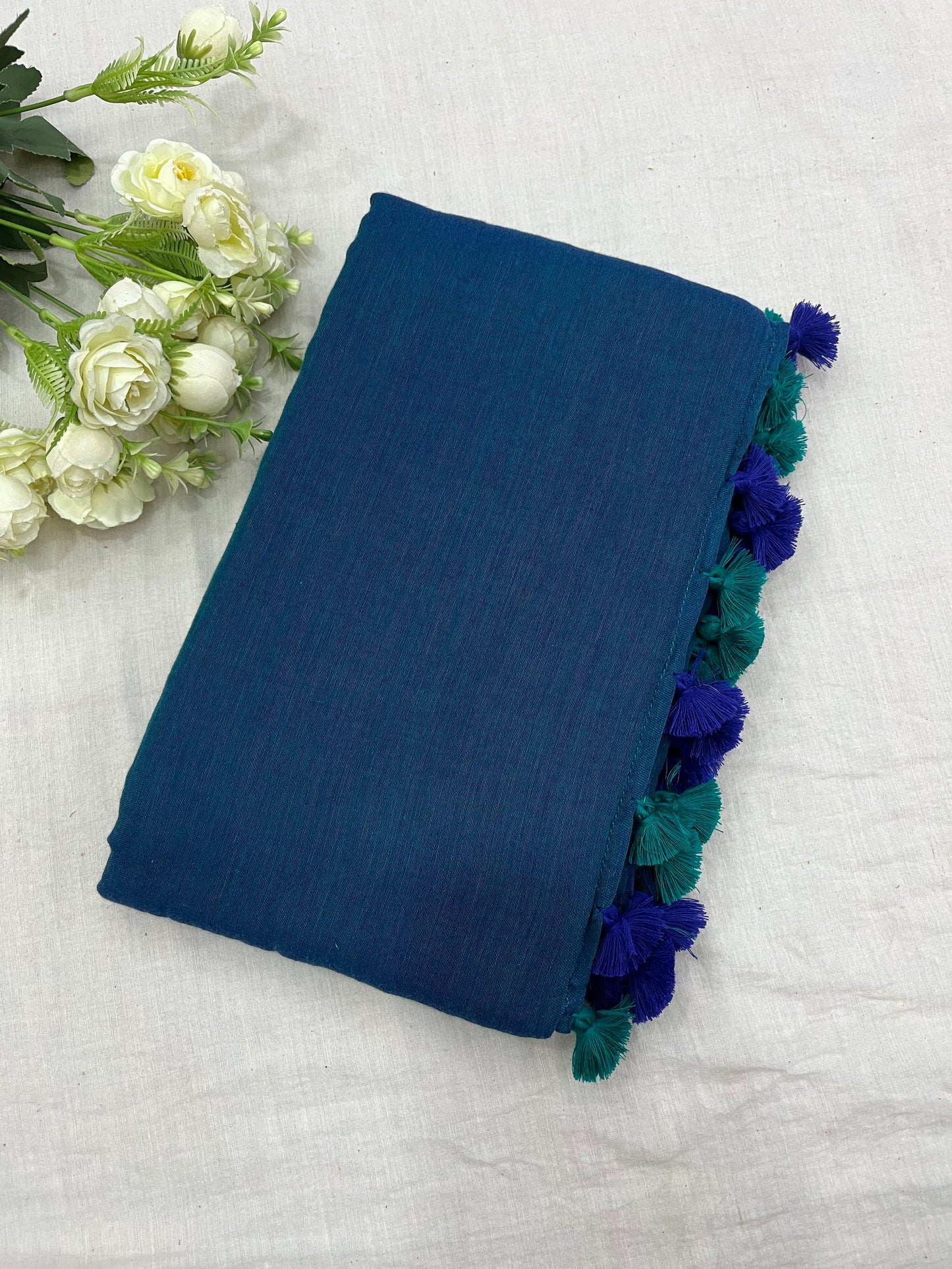 MayurPankh Mulmul Plain Saree