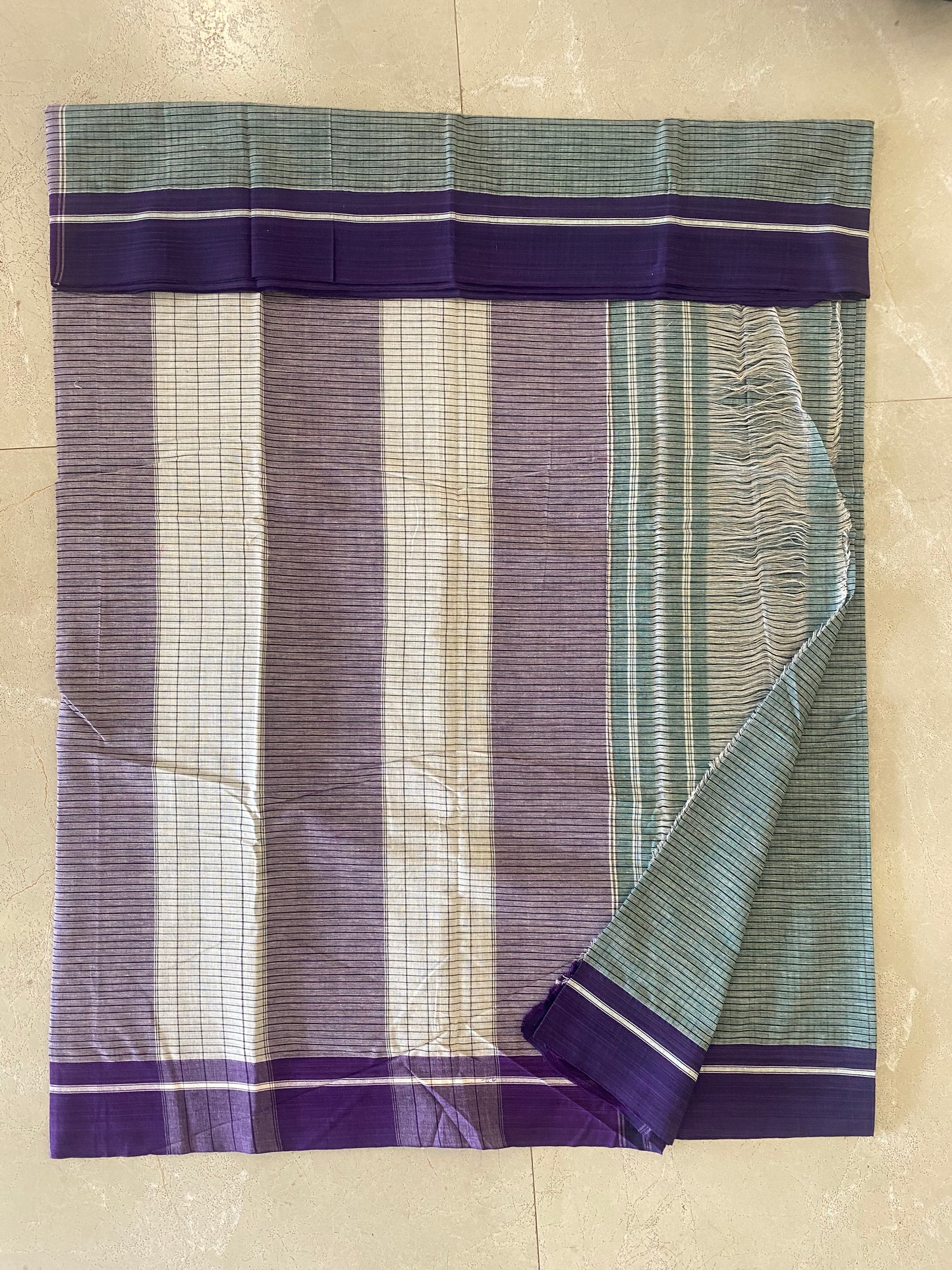 Matcha Voilet Patteda Anchu Saree