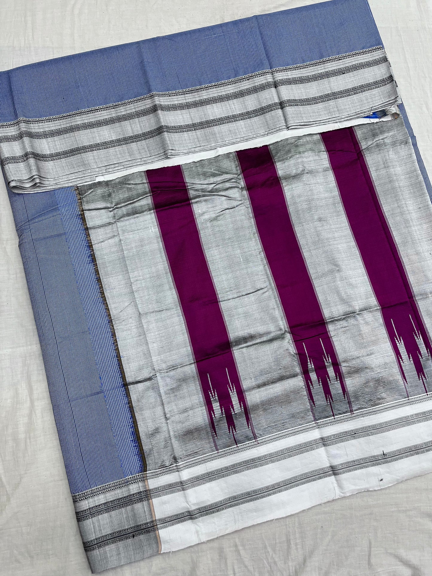 Denim Grey Micro Checks Ilkal Saree