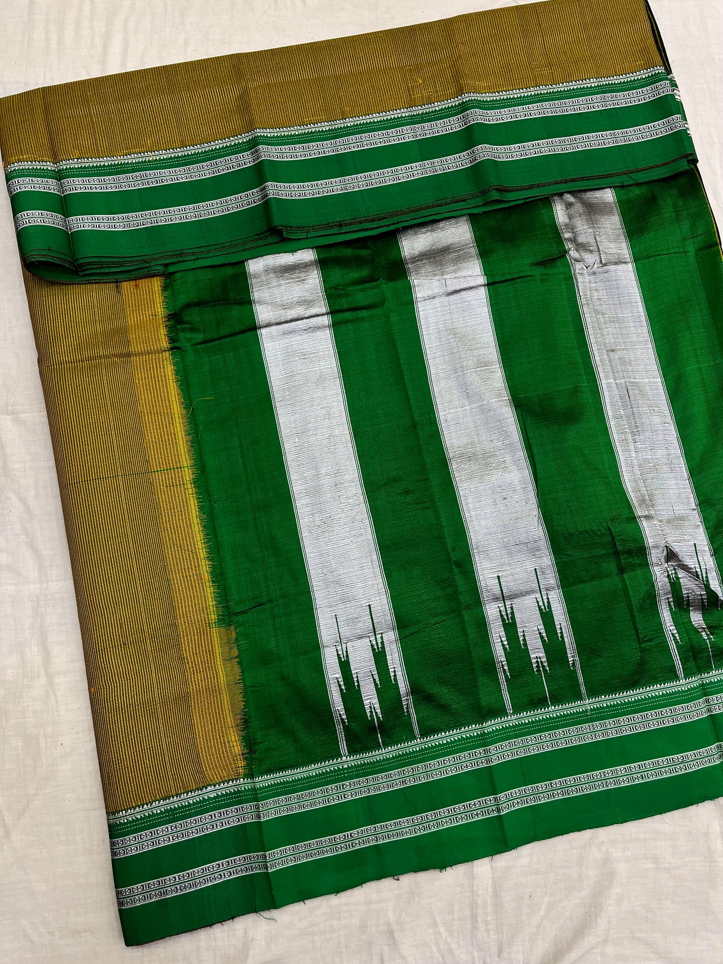 Olive Green Micro Checks Ilkal Saree