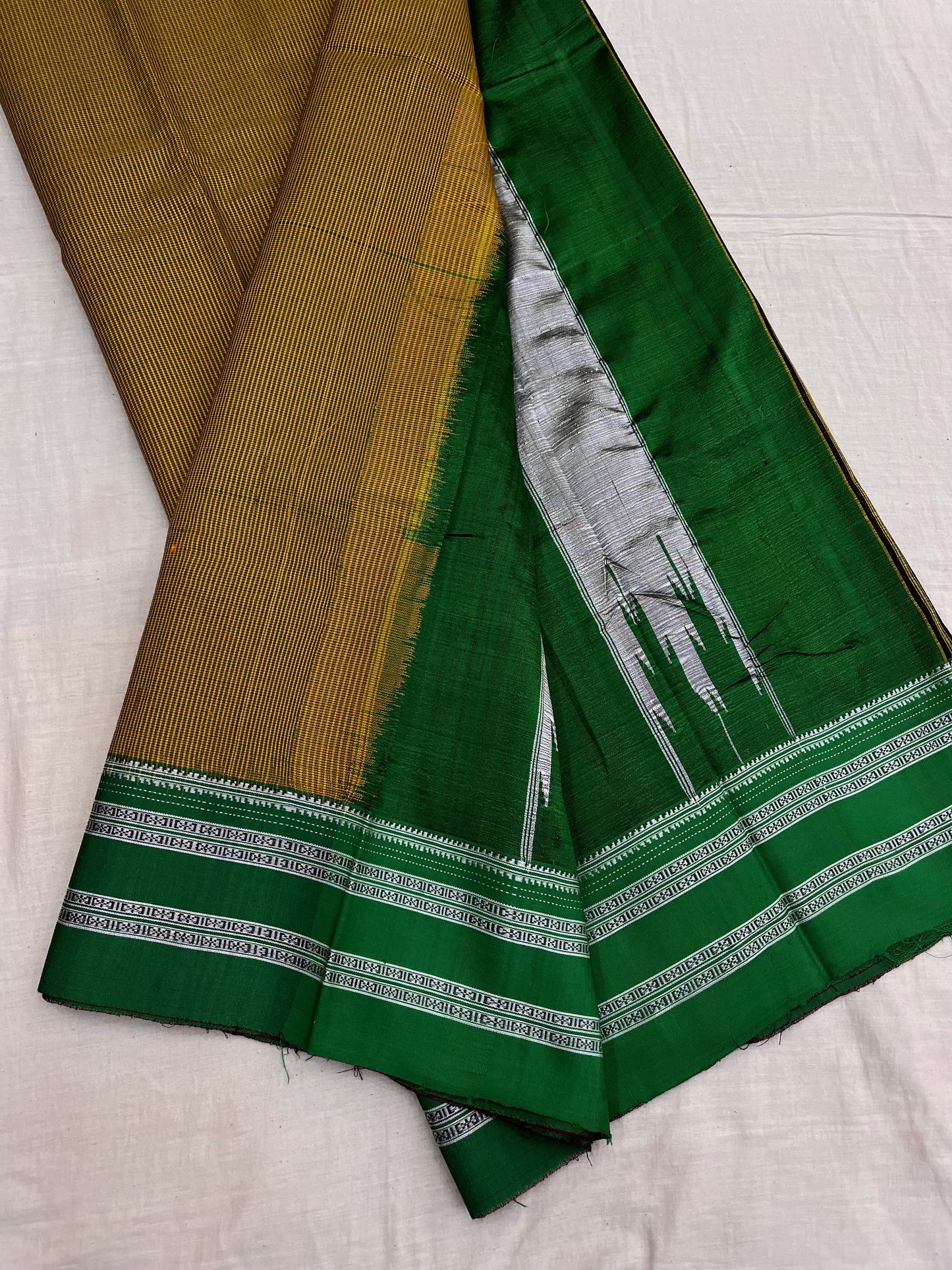 Olive Green Micro Checks Ilkal Saree