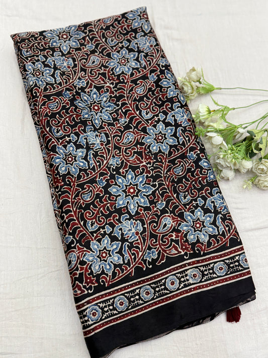Ajrakh Lagdi Zari Pallu Saree 14