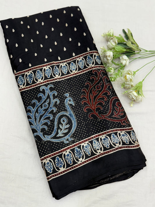 Ajrakh Lagdi Zari Pallu Saree 22