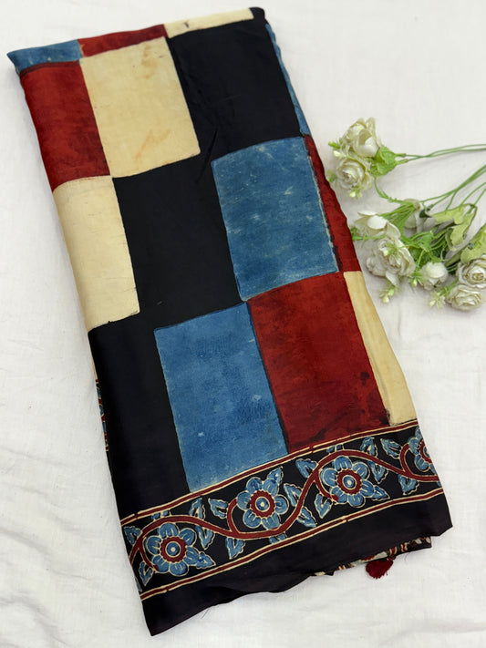 Ajrakh Lagdi Zari Pallu Saree 18