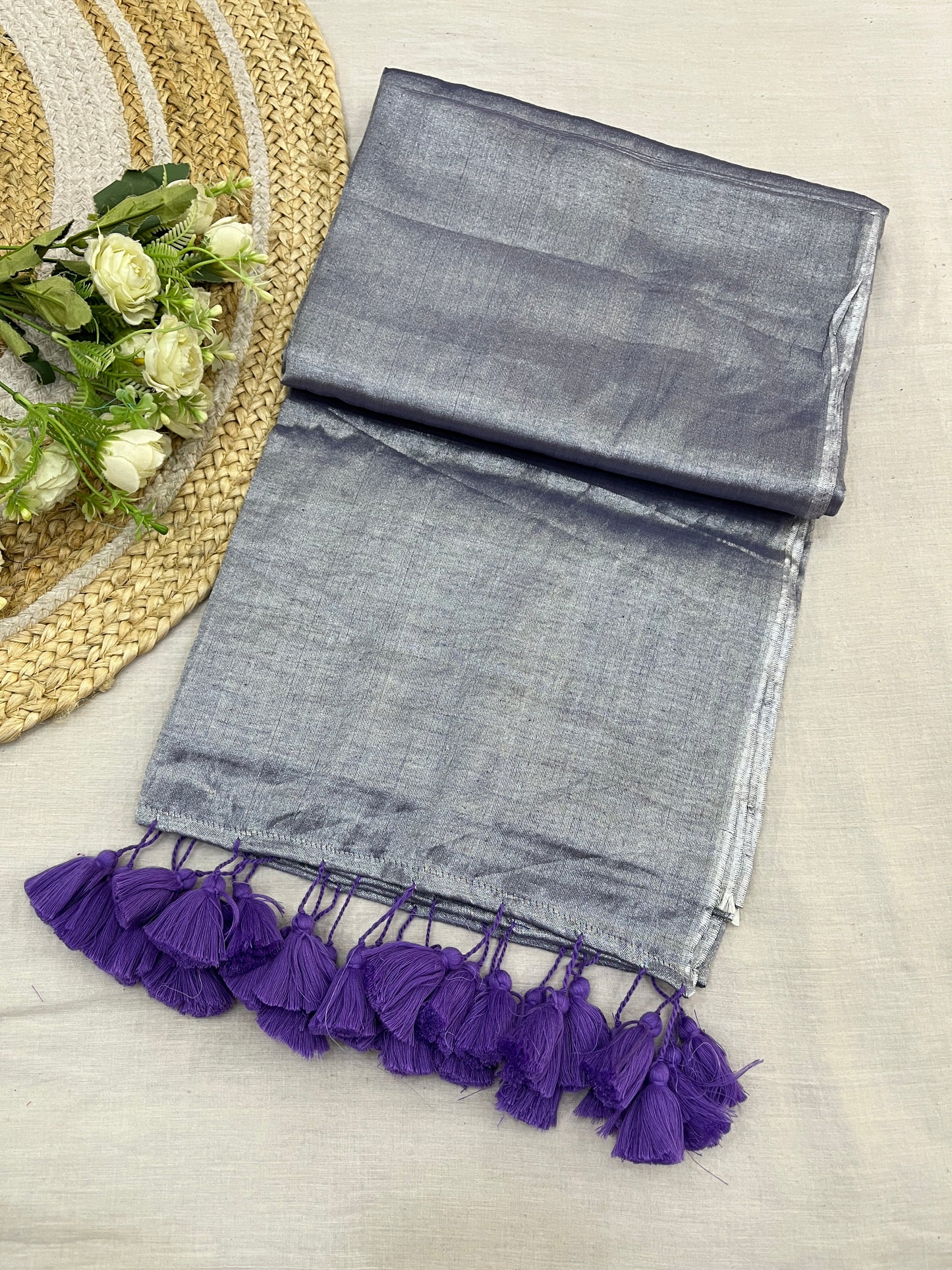 Flirty Lavender Tissue Mulmul Saree