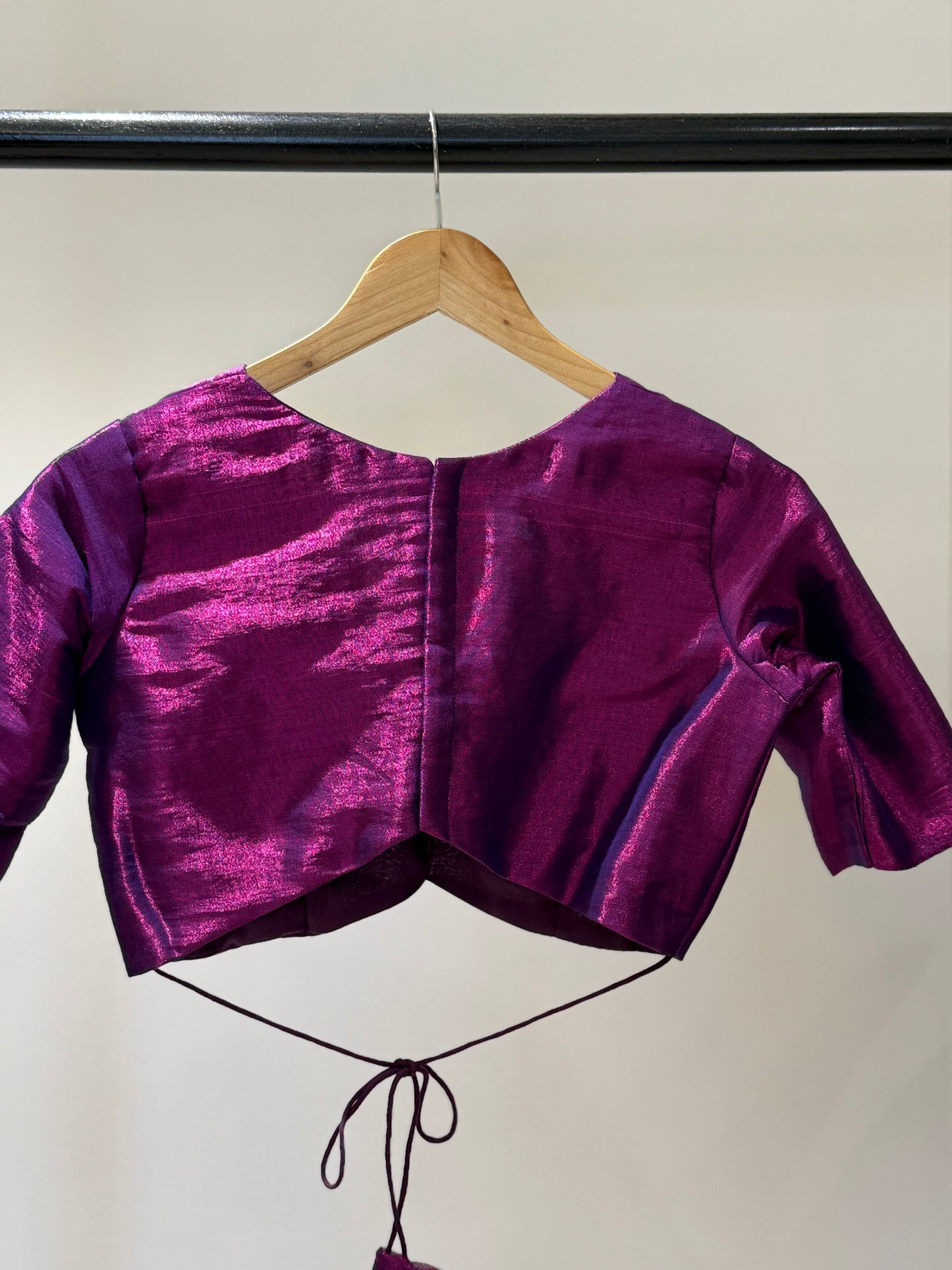 Magenta Wine Butterfly Tissue Mulmul Blouse