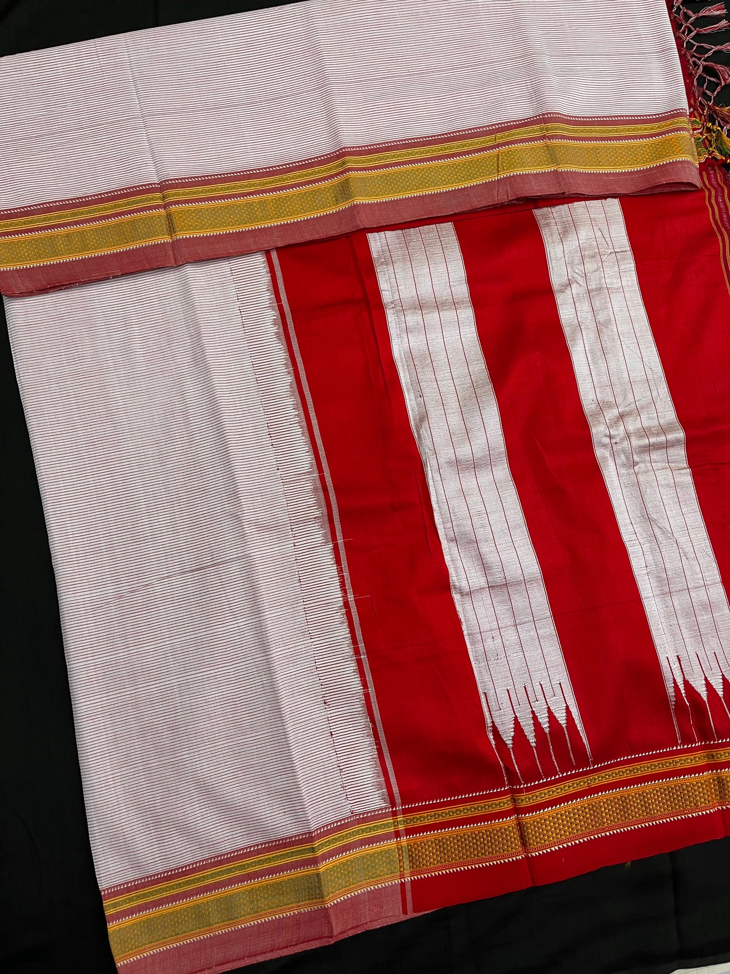 Light Pink Red Stripe Ilkal Saree