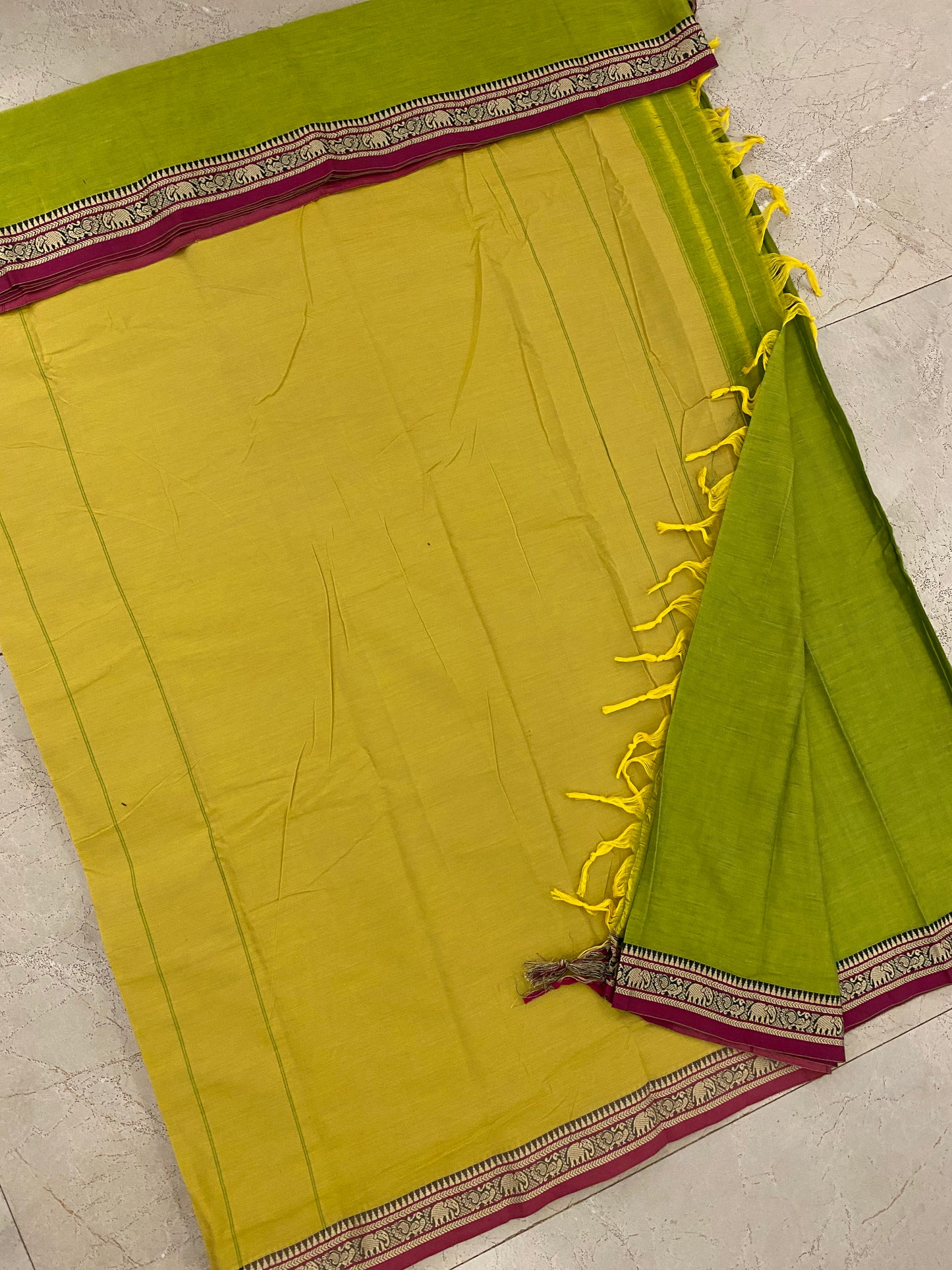 Vijaypura Elephant Border Cotton Saree - 12