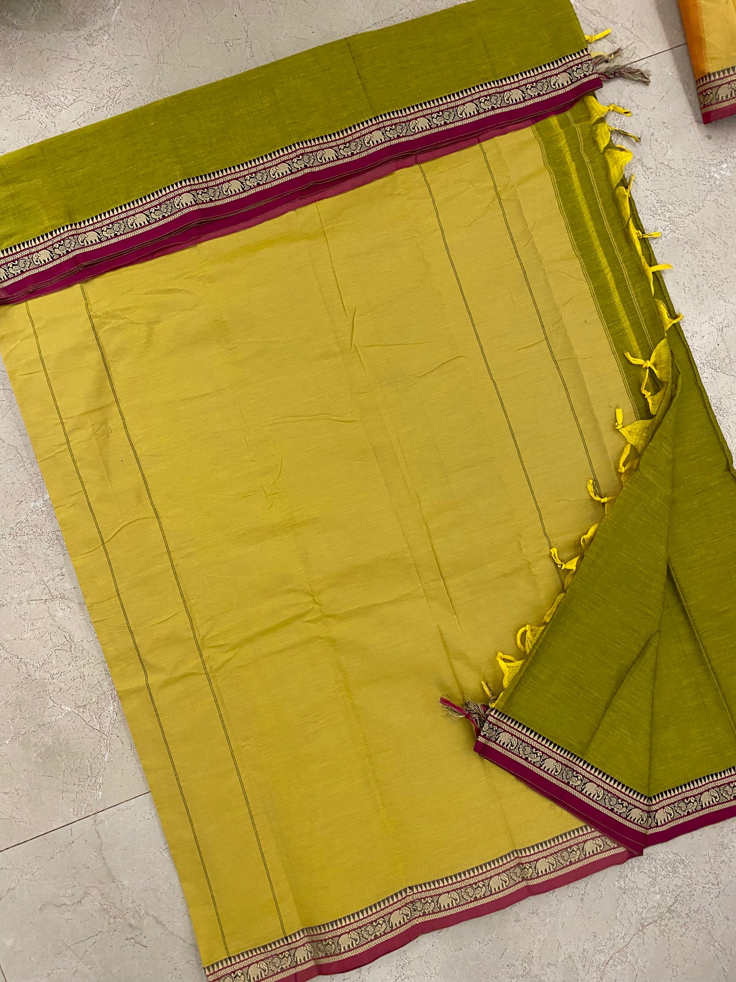 Vijaypura Elephant Border Cotton Saree - 11