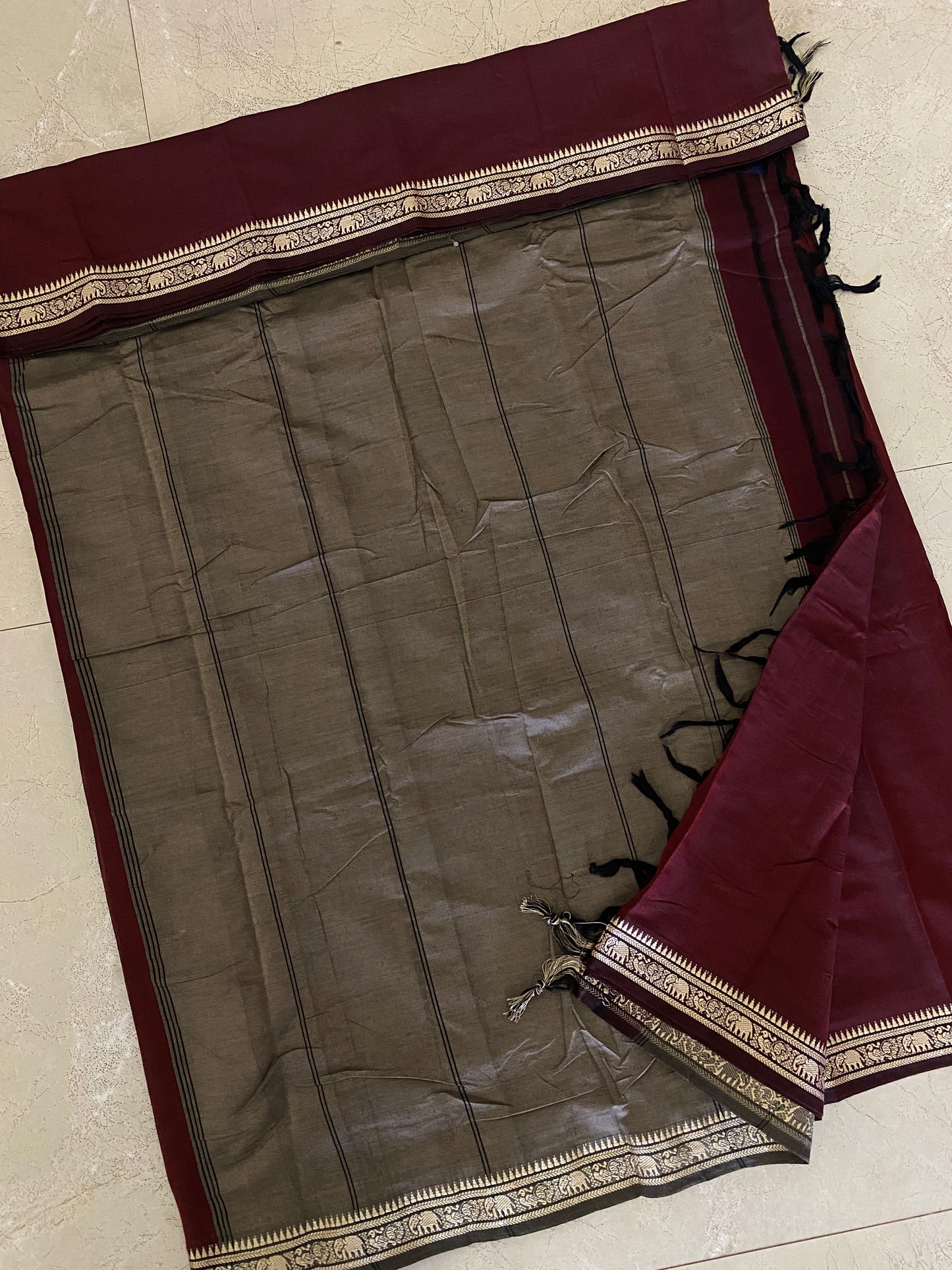Vijaypura Elephant Border Cotton Saree - 13
