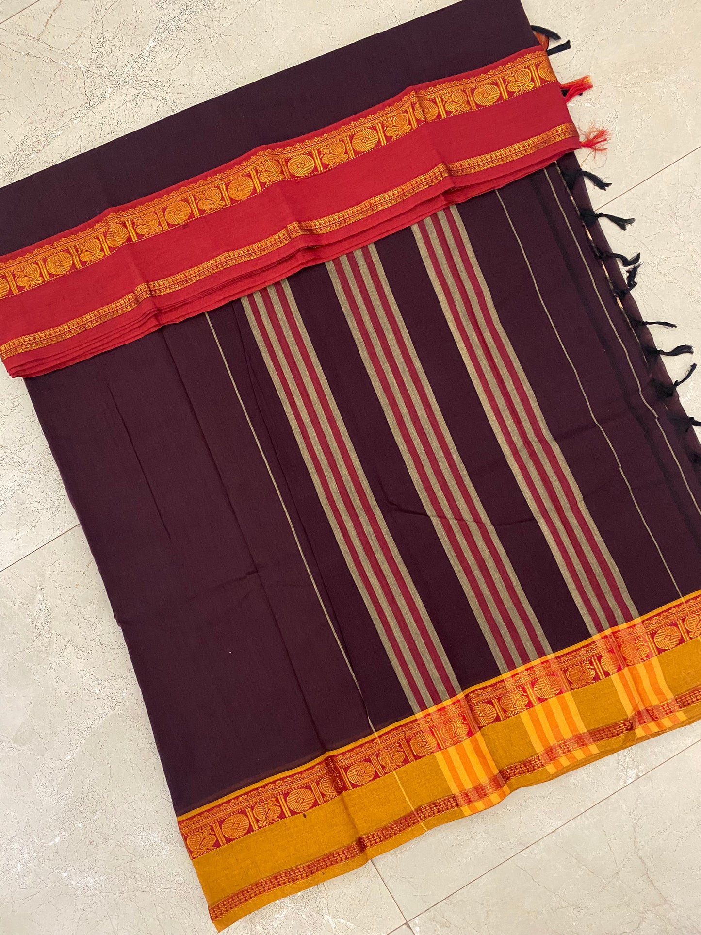 Vijaypura Peacock Border Cotton Saree - 06