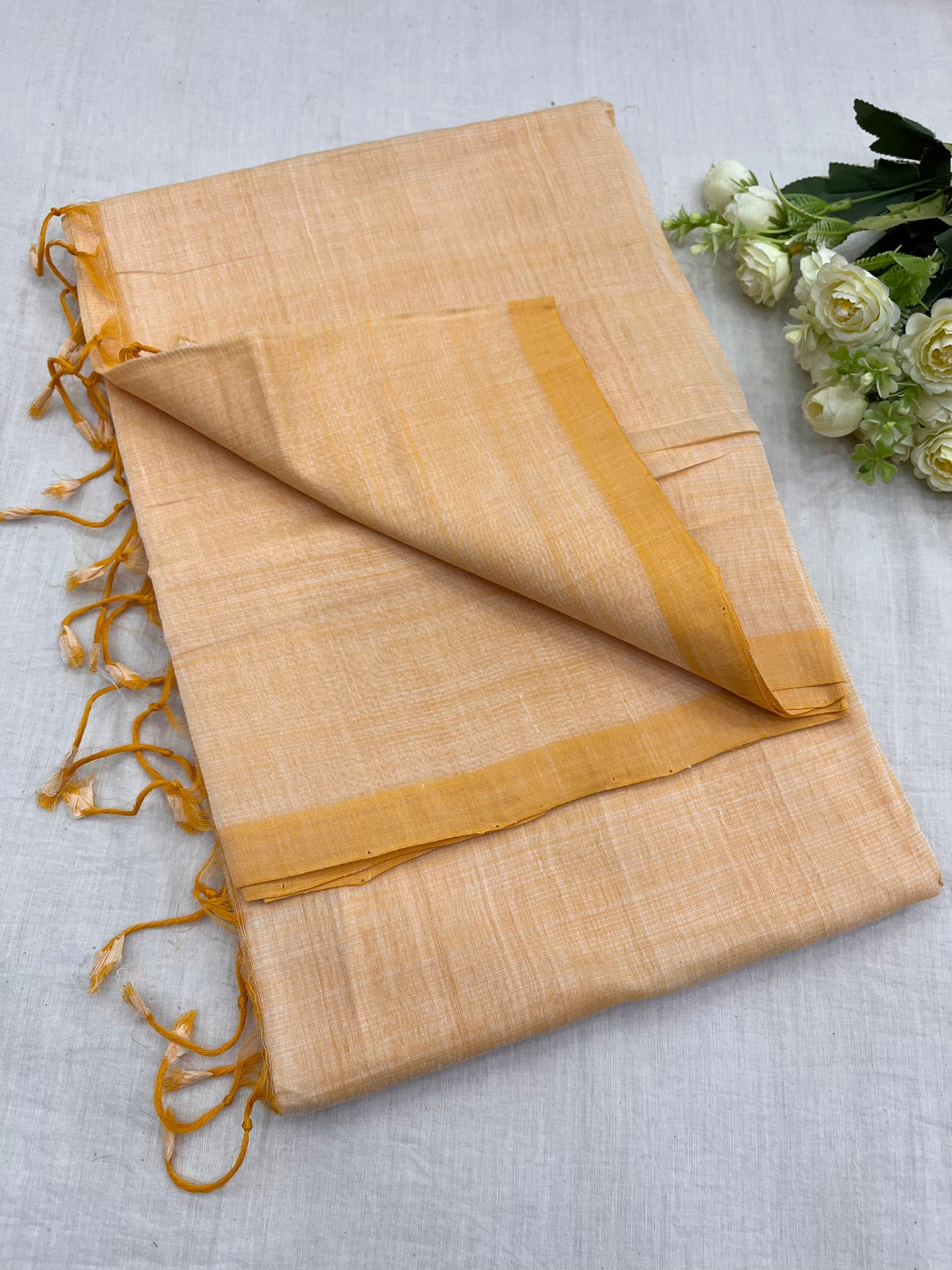 Foam Mustard Plain Mangalgiri Saree