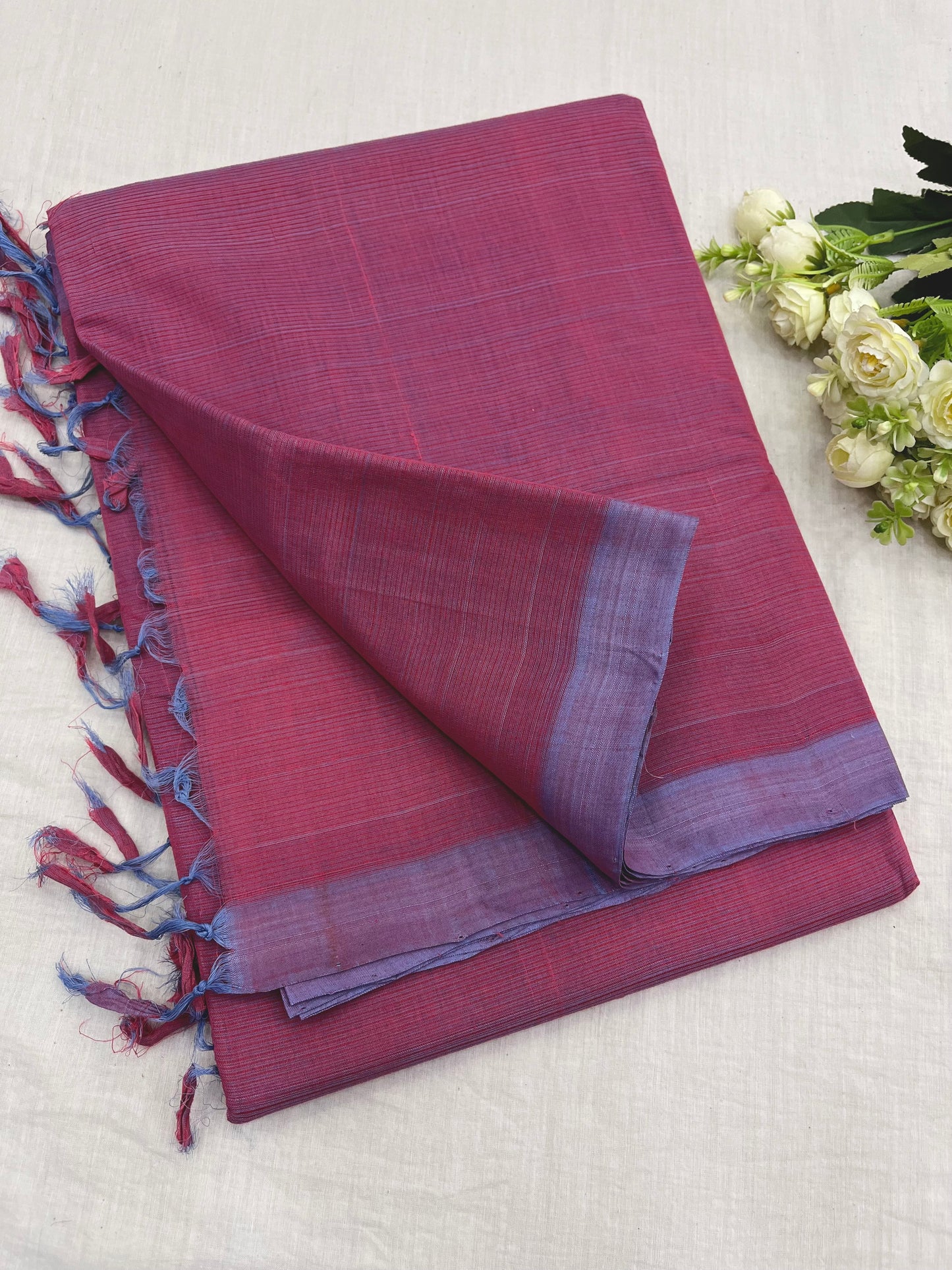 Pink Lavender Plain Mangalgiri Saree