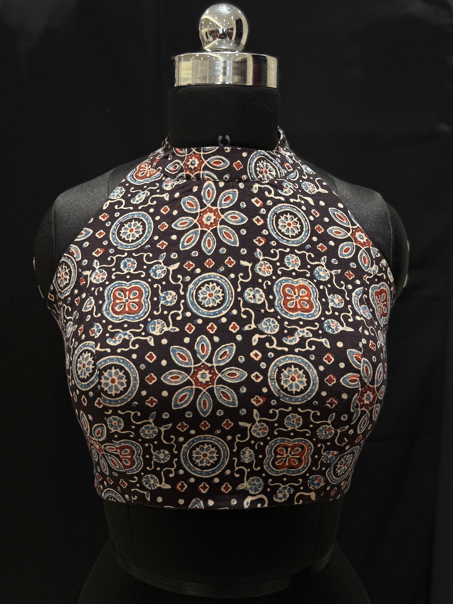 Black Mandala Ajrakh Cotton Blouse