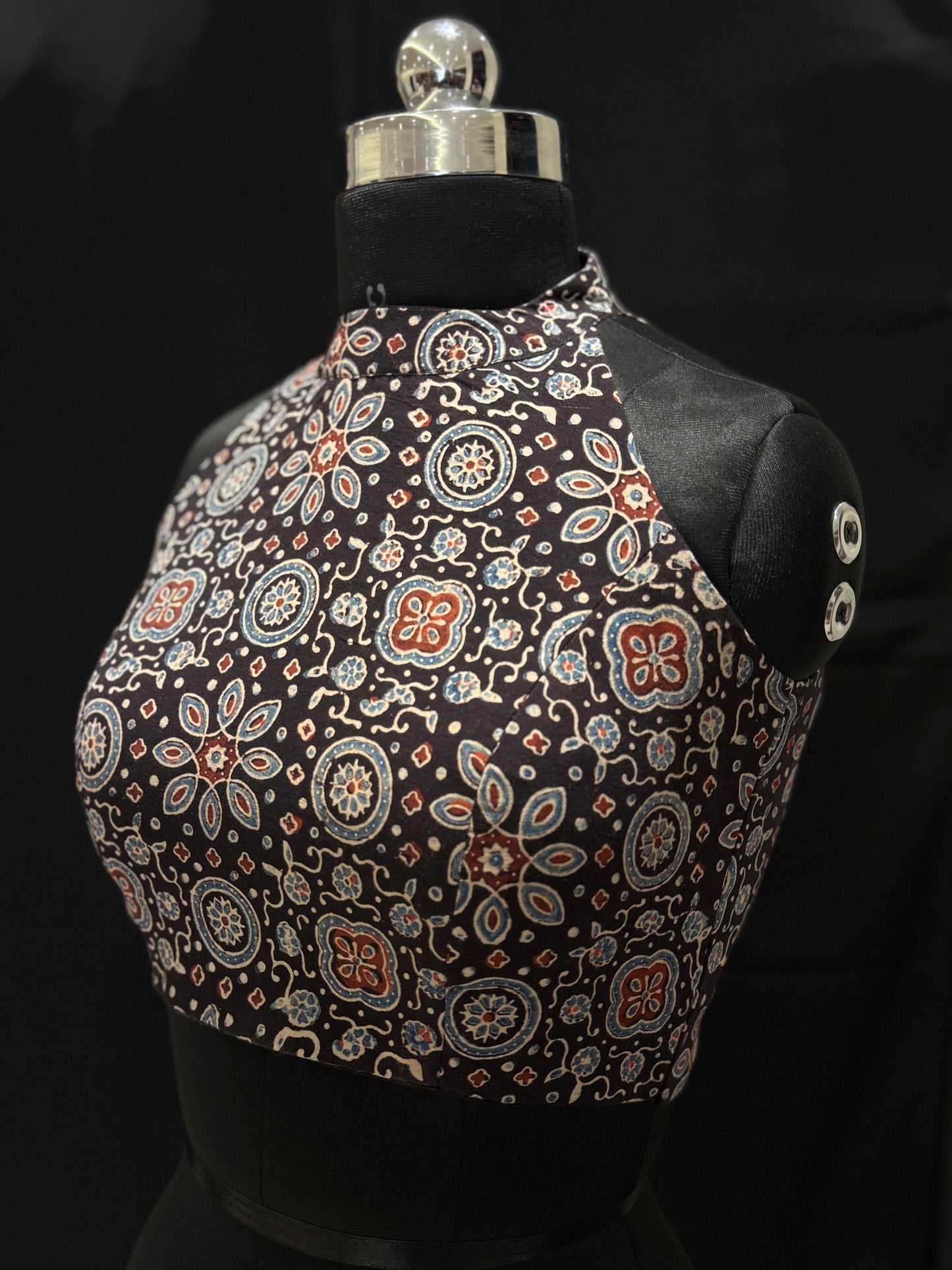 Black Mandala Ajrakh Cotton Blouse