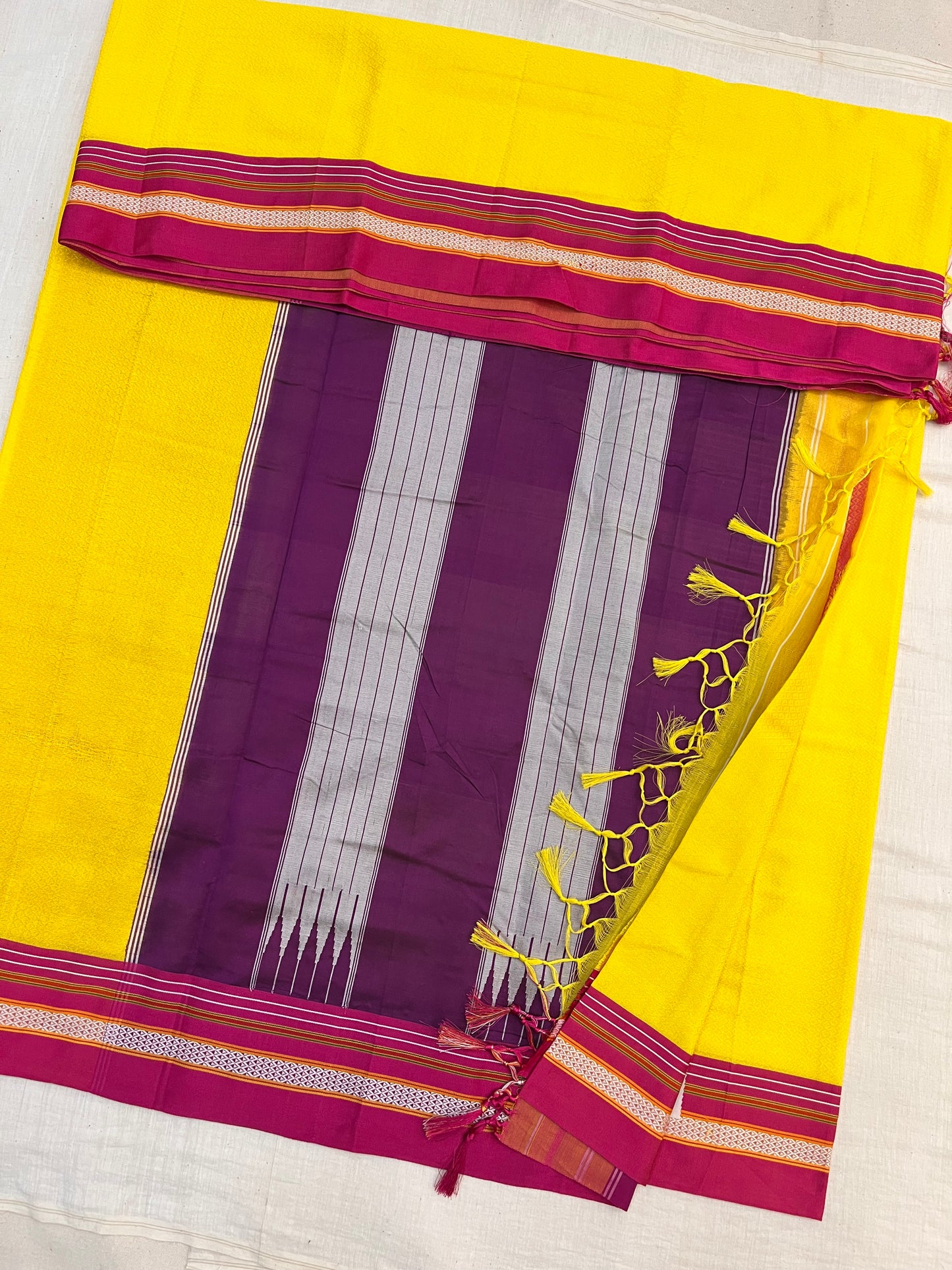 Yellow Pink Khun Saree