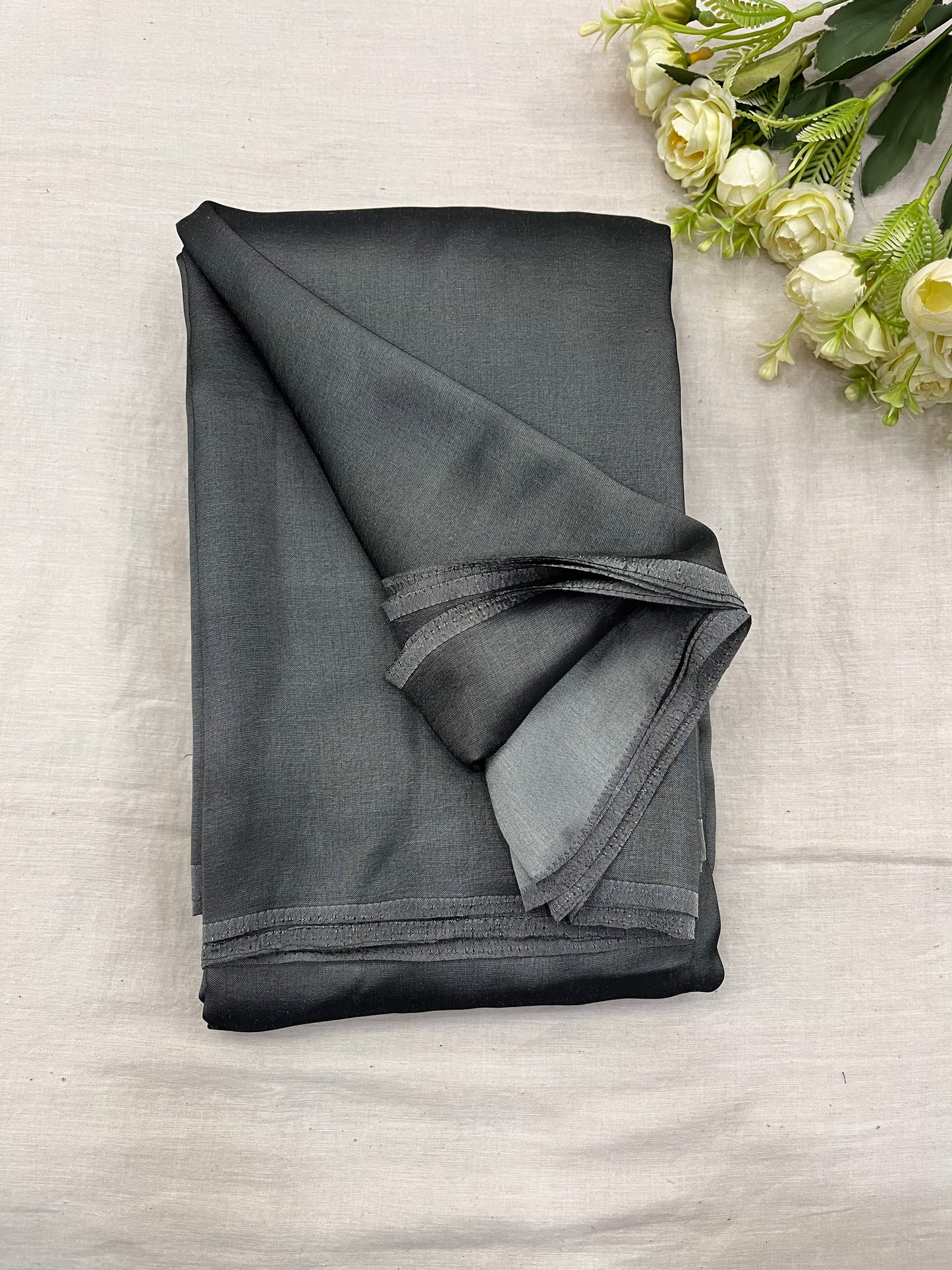 Grey Malai Silk Saree