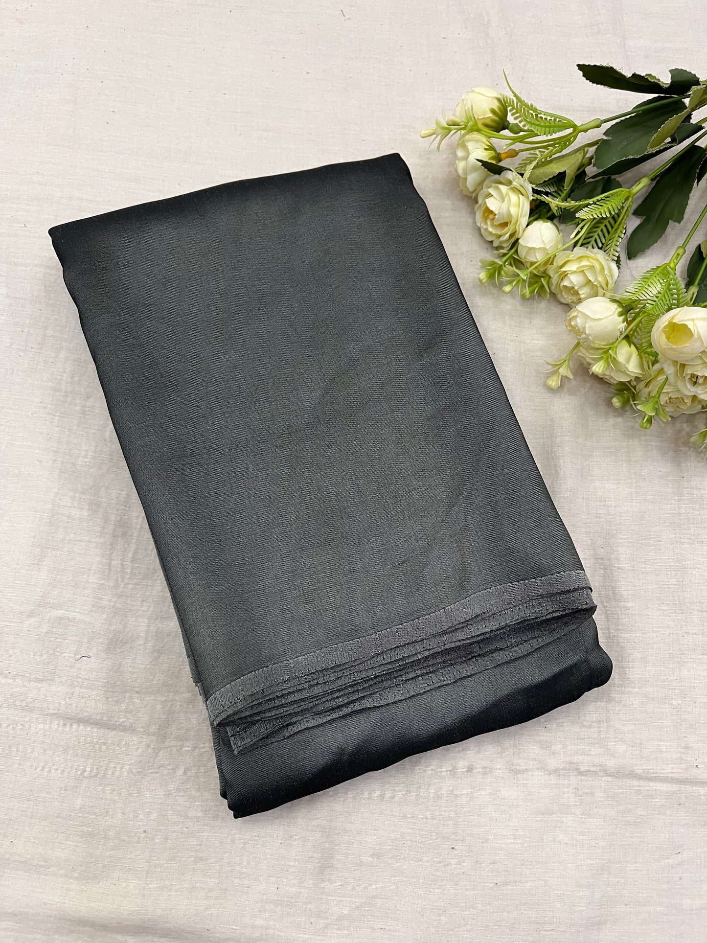 Grey Malai Silk Saree