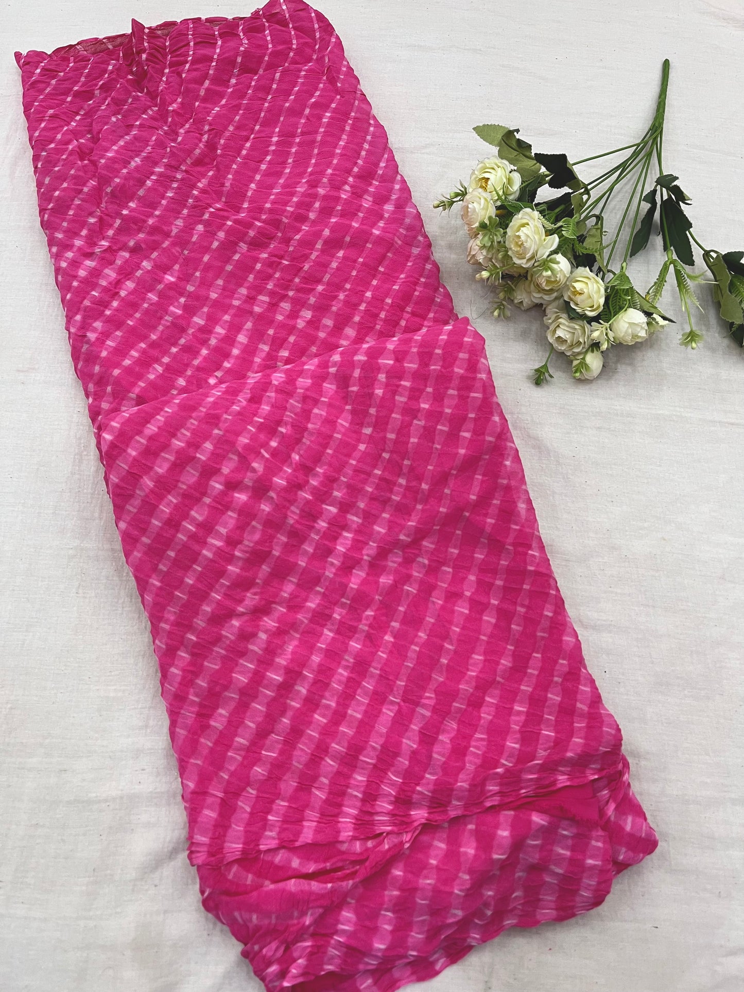 Pink Mothda Lehriya Pure Georgette Saree