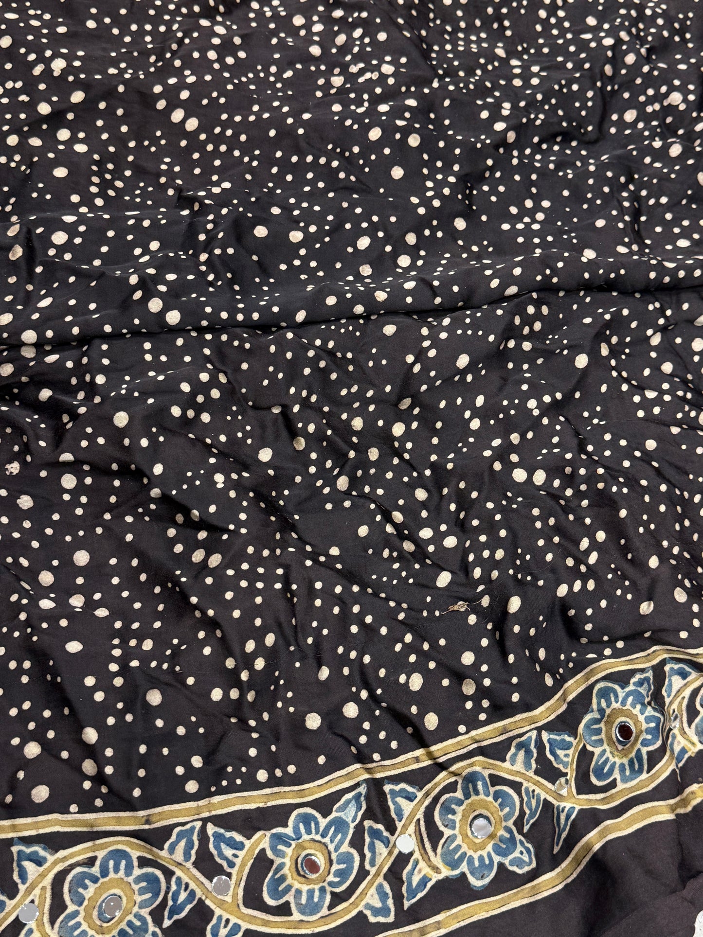 Black Indigo Sopari Jalna Mirror Ajrakh Saree (Dispatch Feb 10th)