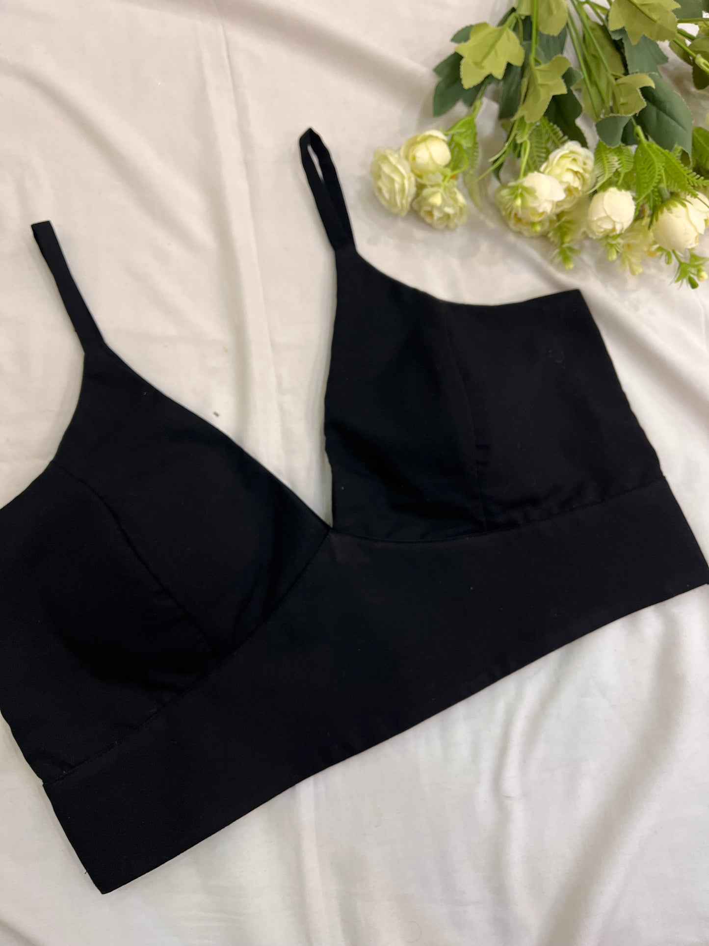 Black Bralette Crop-Top Blouse