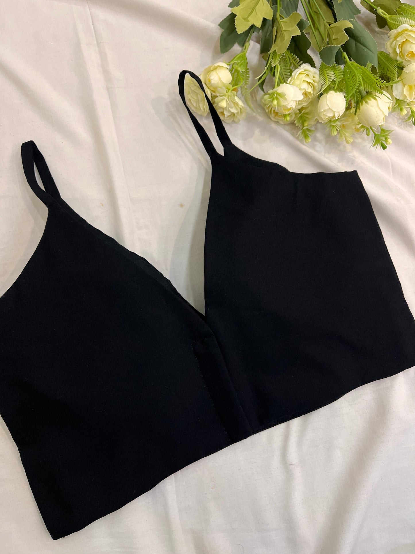 Black Bralette Crop-Top Blouse