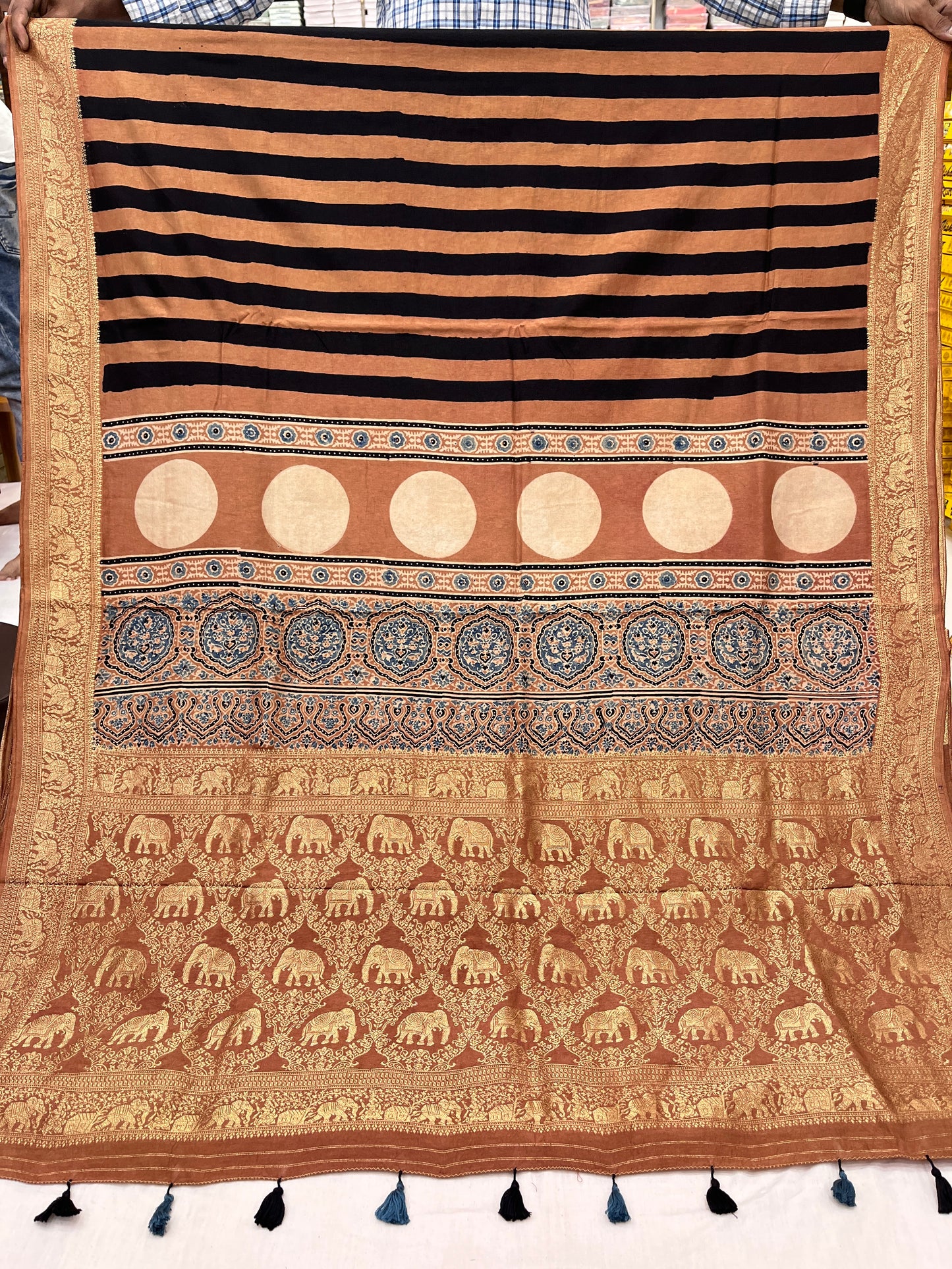 Ajrakh Dola Silk Saree 13