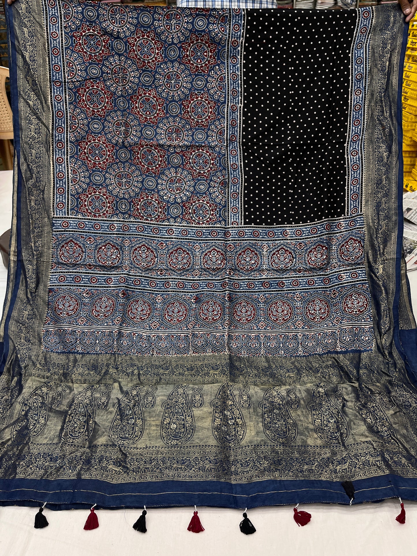 Ajrakh Dola Silk Saree 20