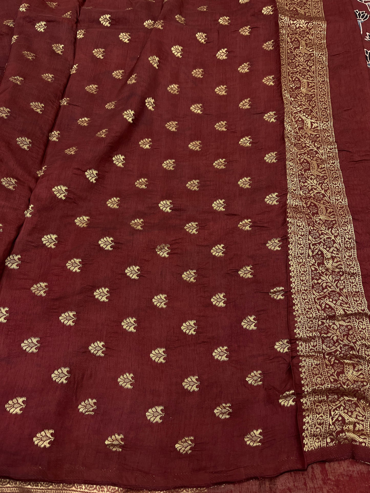 Ajrakh Dola Silk Saree 17