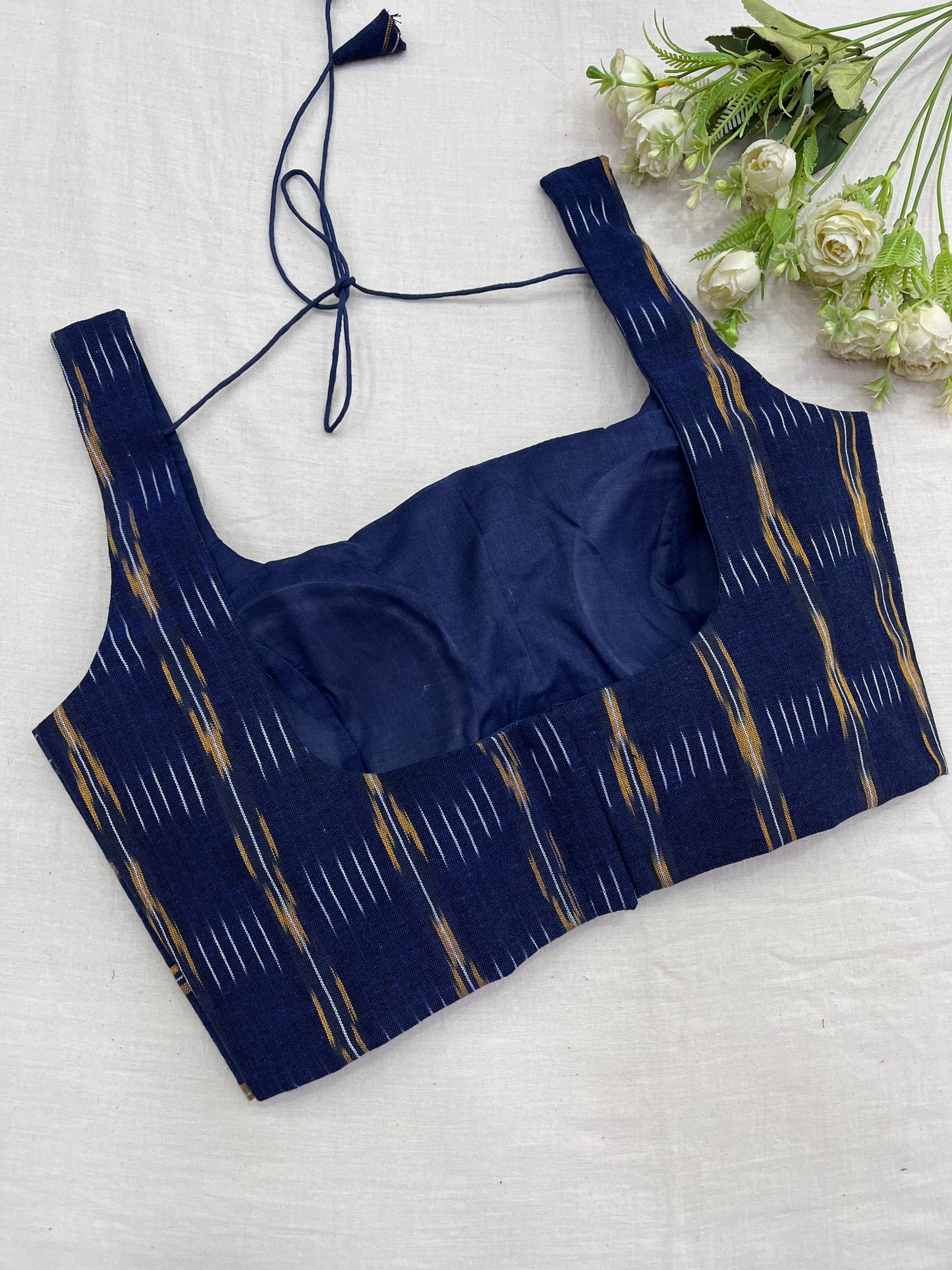 Blue Mustard Ikkat Basic Strap Blouse