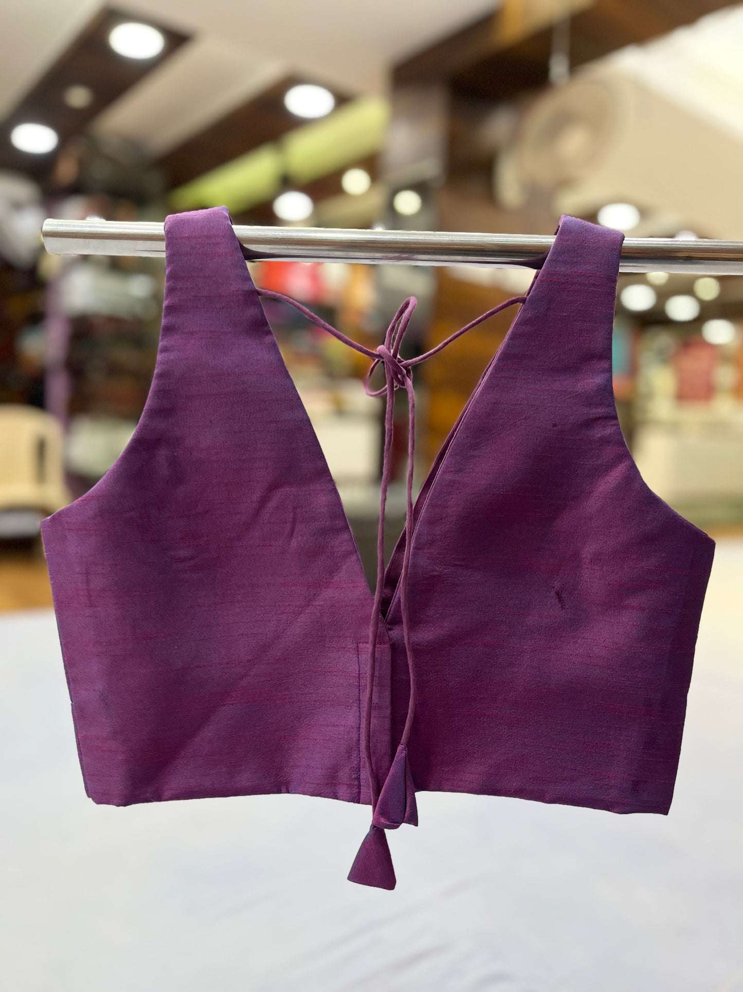 Purple Ananda Cross Belt Raw Silk Blouse