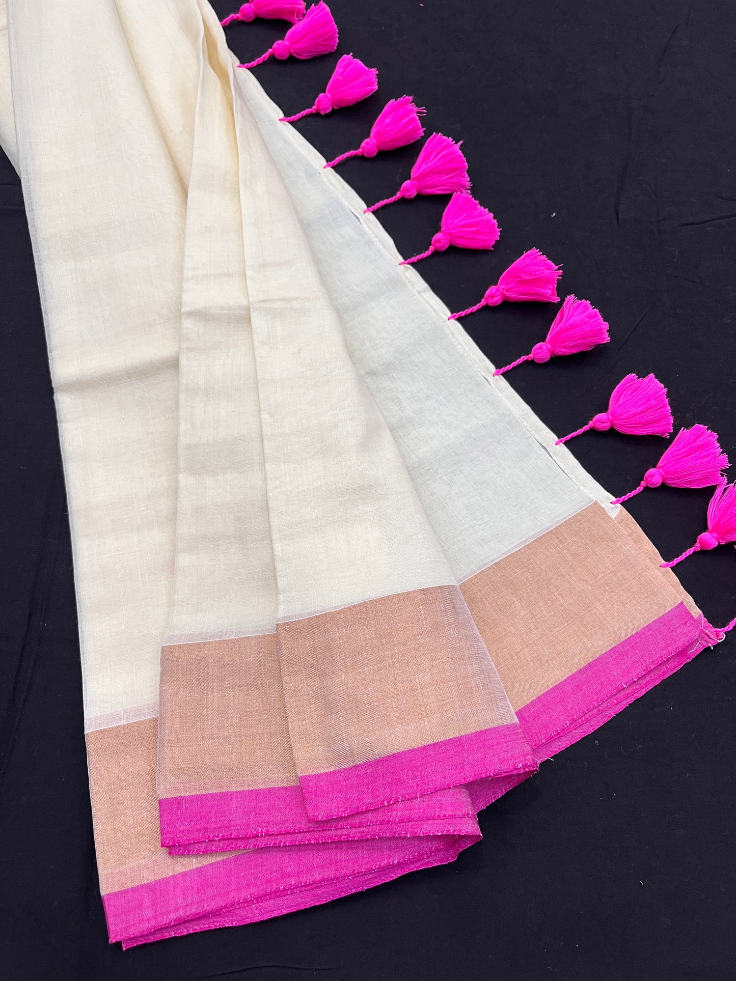 Pink Tissue Border Mulmul Saree