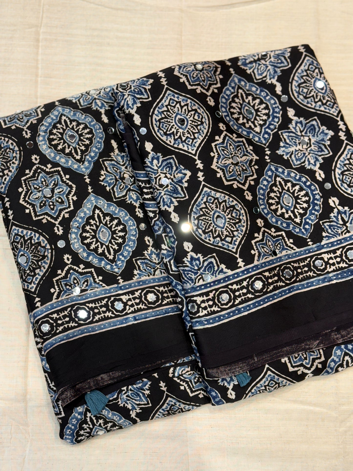 Nandini Jalna Mirror Ajrakh Work Saree