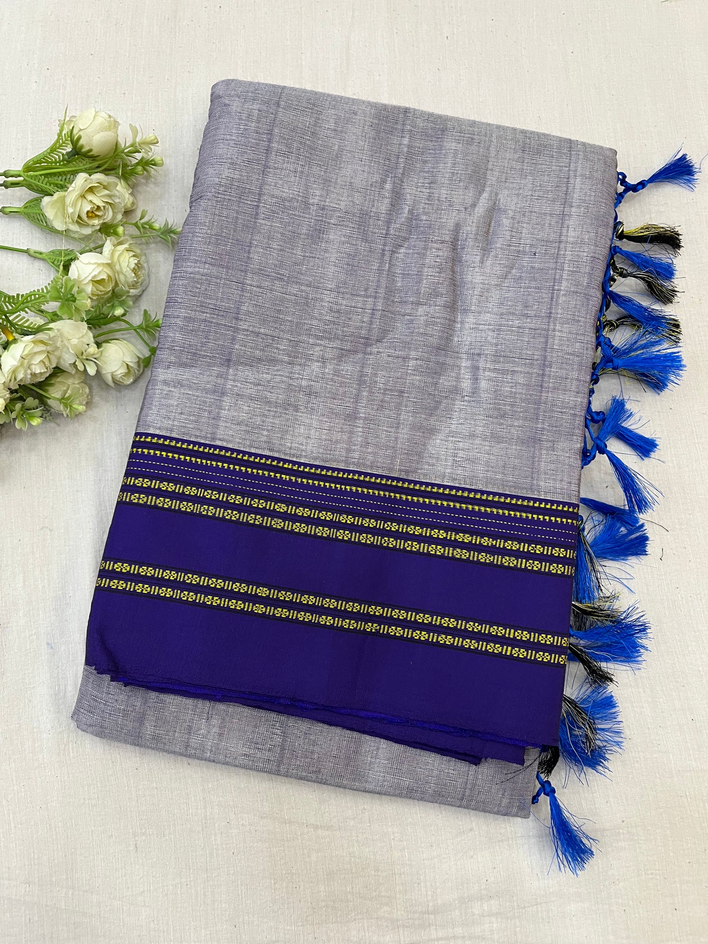 Violet Grey Viscose Ilkal Saree