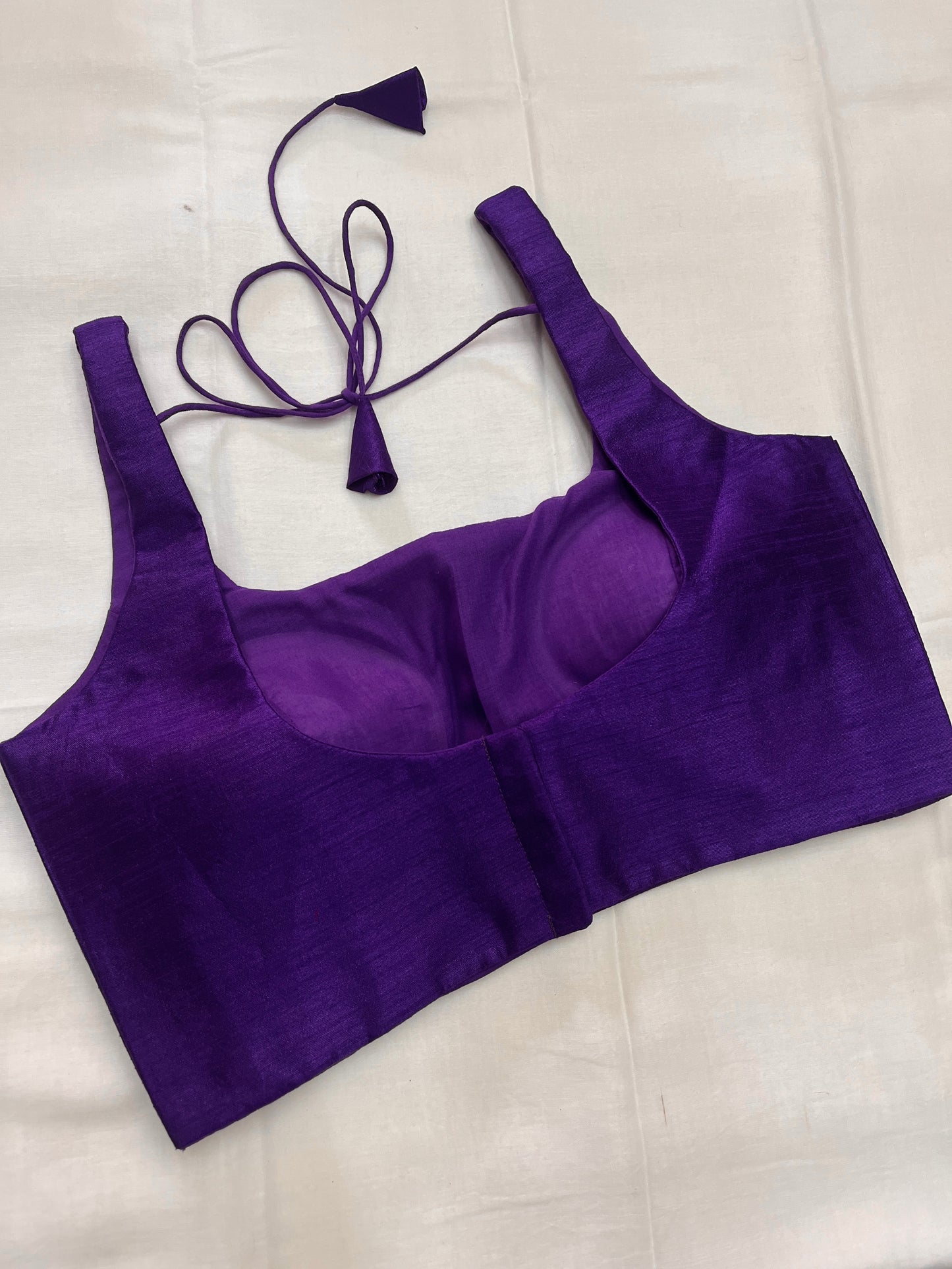 Ink Purple Raw Silk Basic Strap Blouse