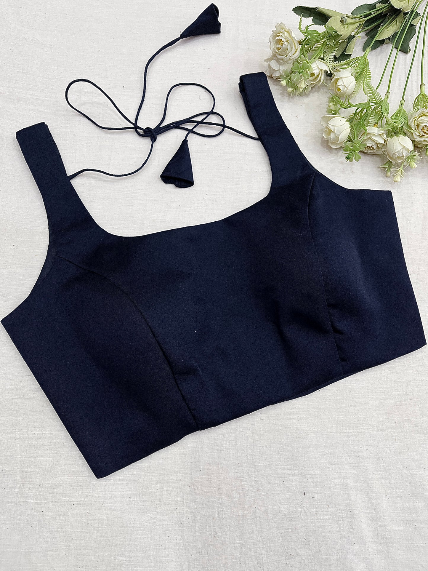 Navy Blue Backless Strap Blouse