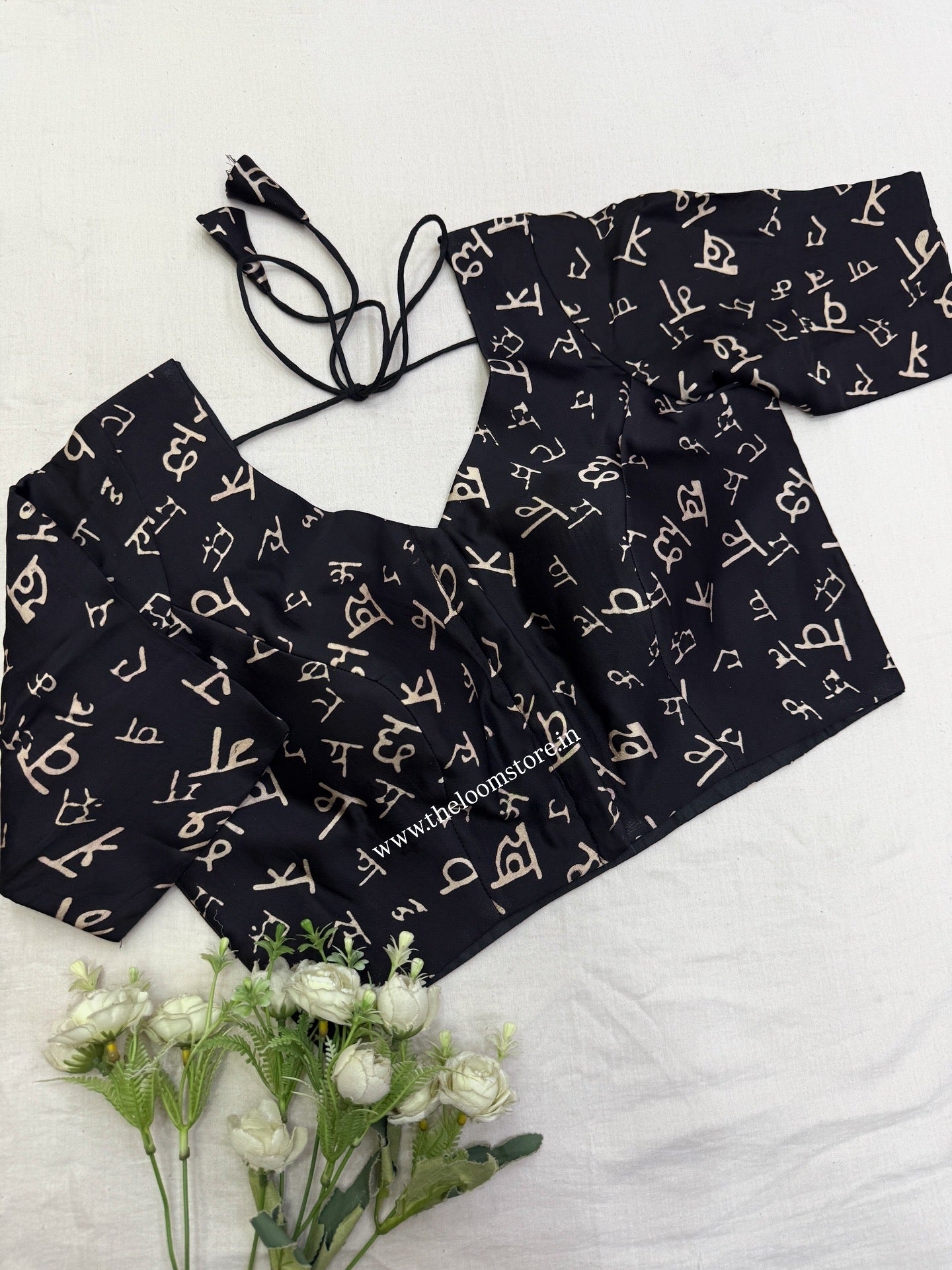 Devanagari Ajrakh Saree Blouse Set (Dispatch Jan 26th, 2026)