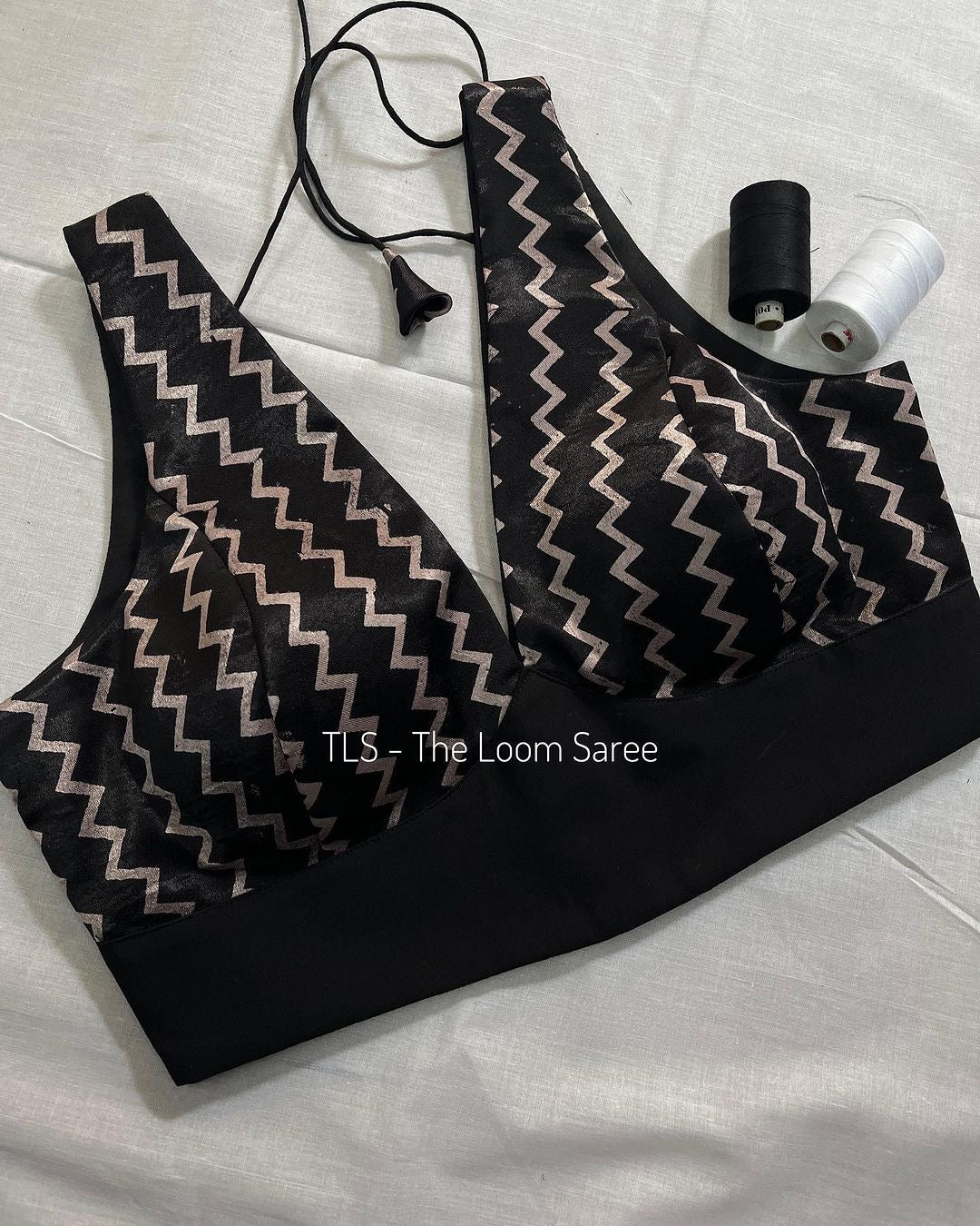 Black Chevron Saree Blouse Co-Ord Set