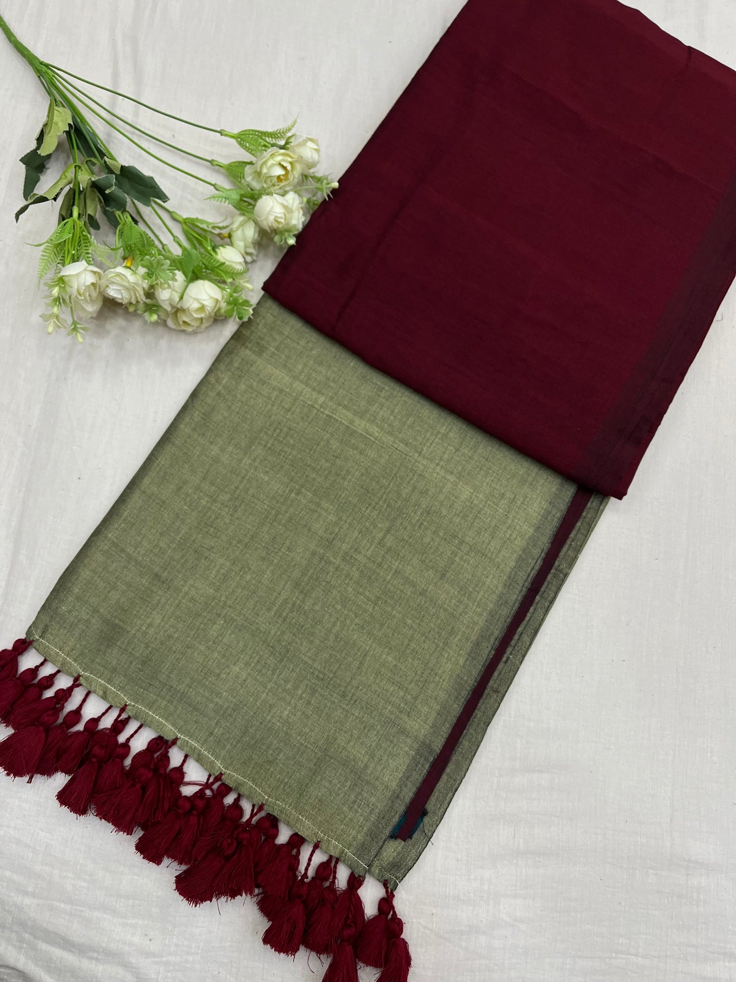 Maroon Muse Acrylic Cotton Saree