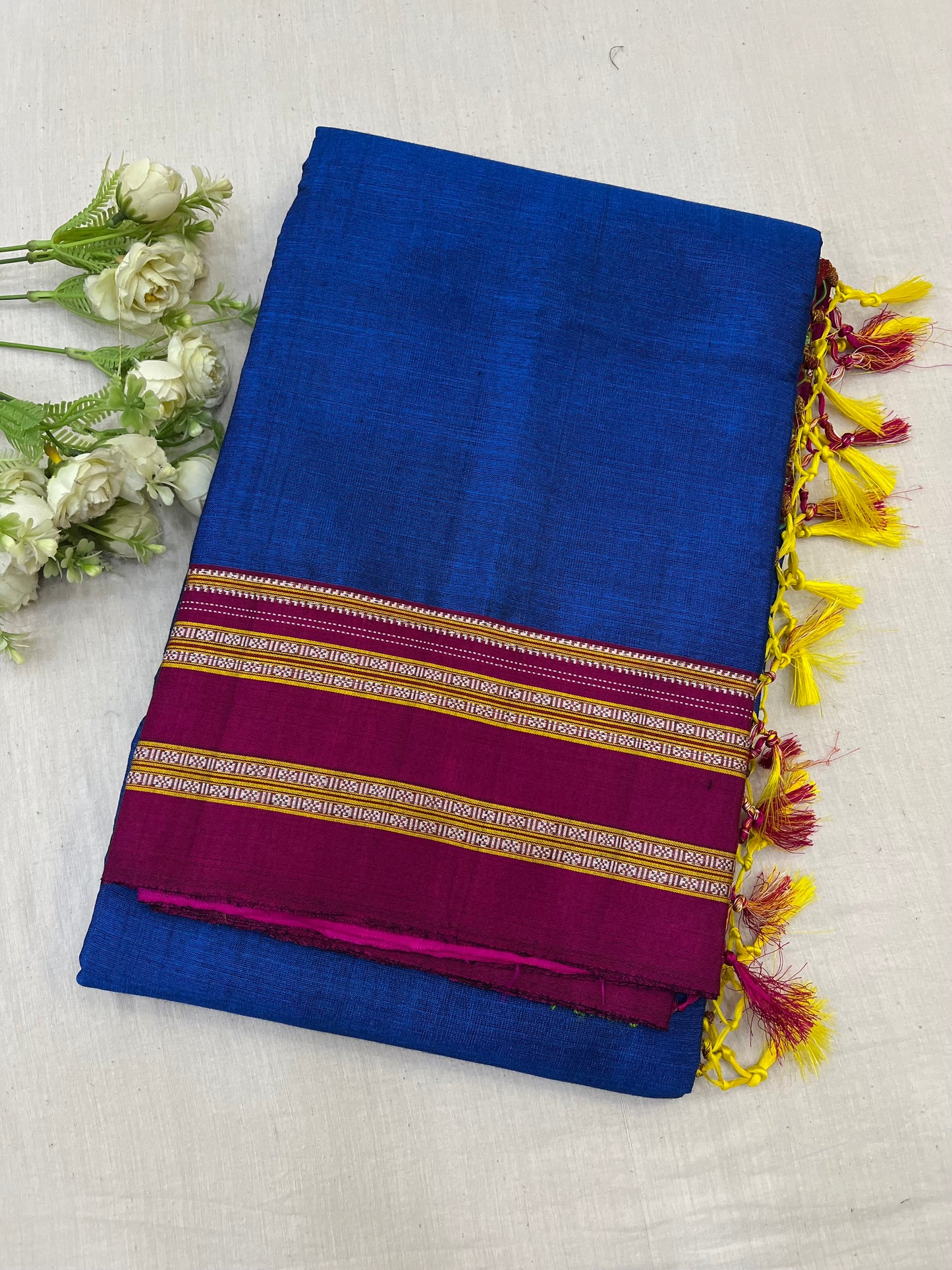 Blue Hot Pink Viscose Ilkal Saree