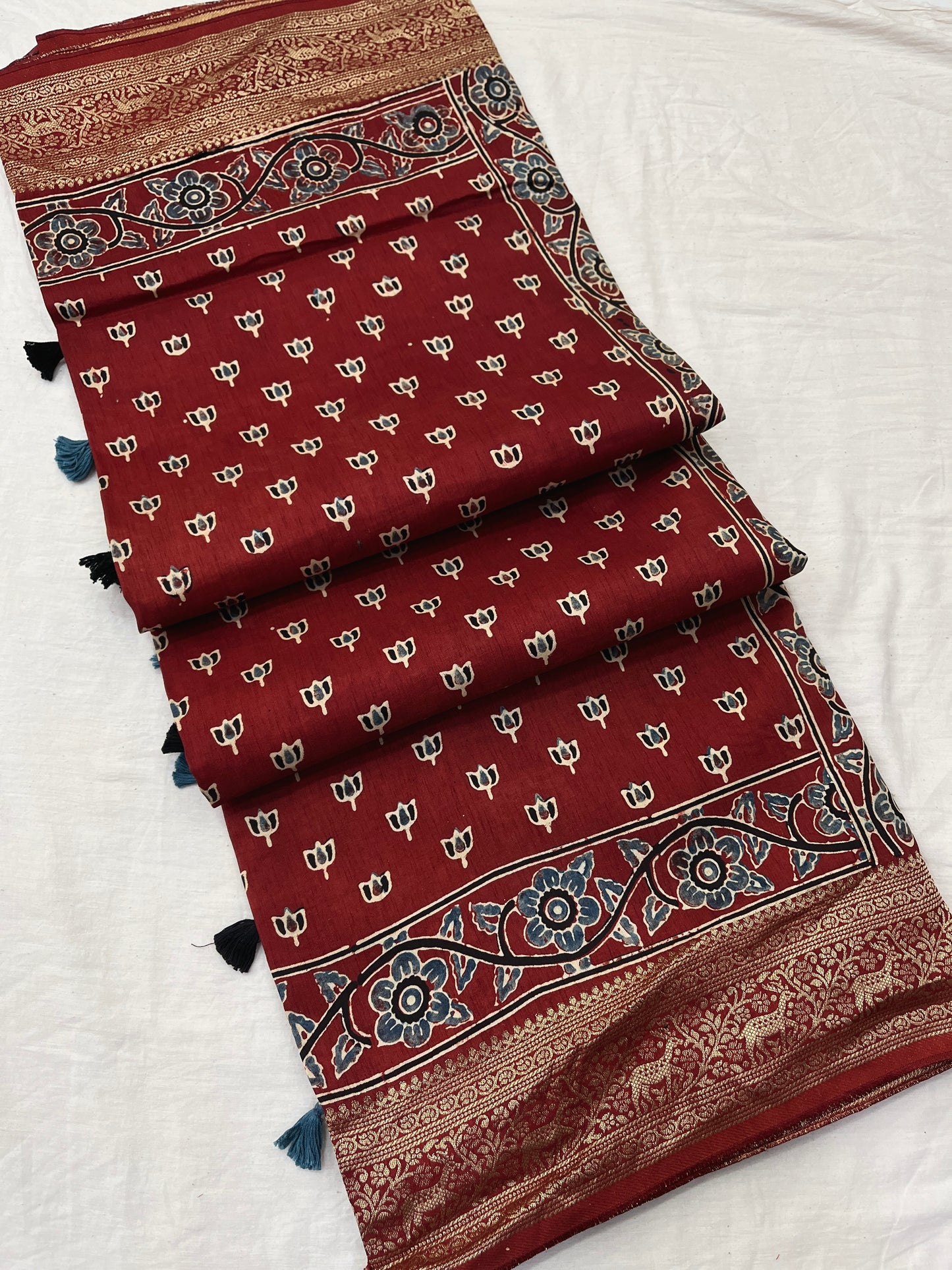 Ajrakh Dola Silk Saree 05