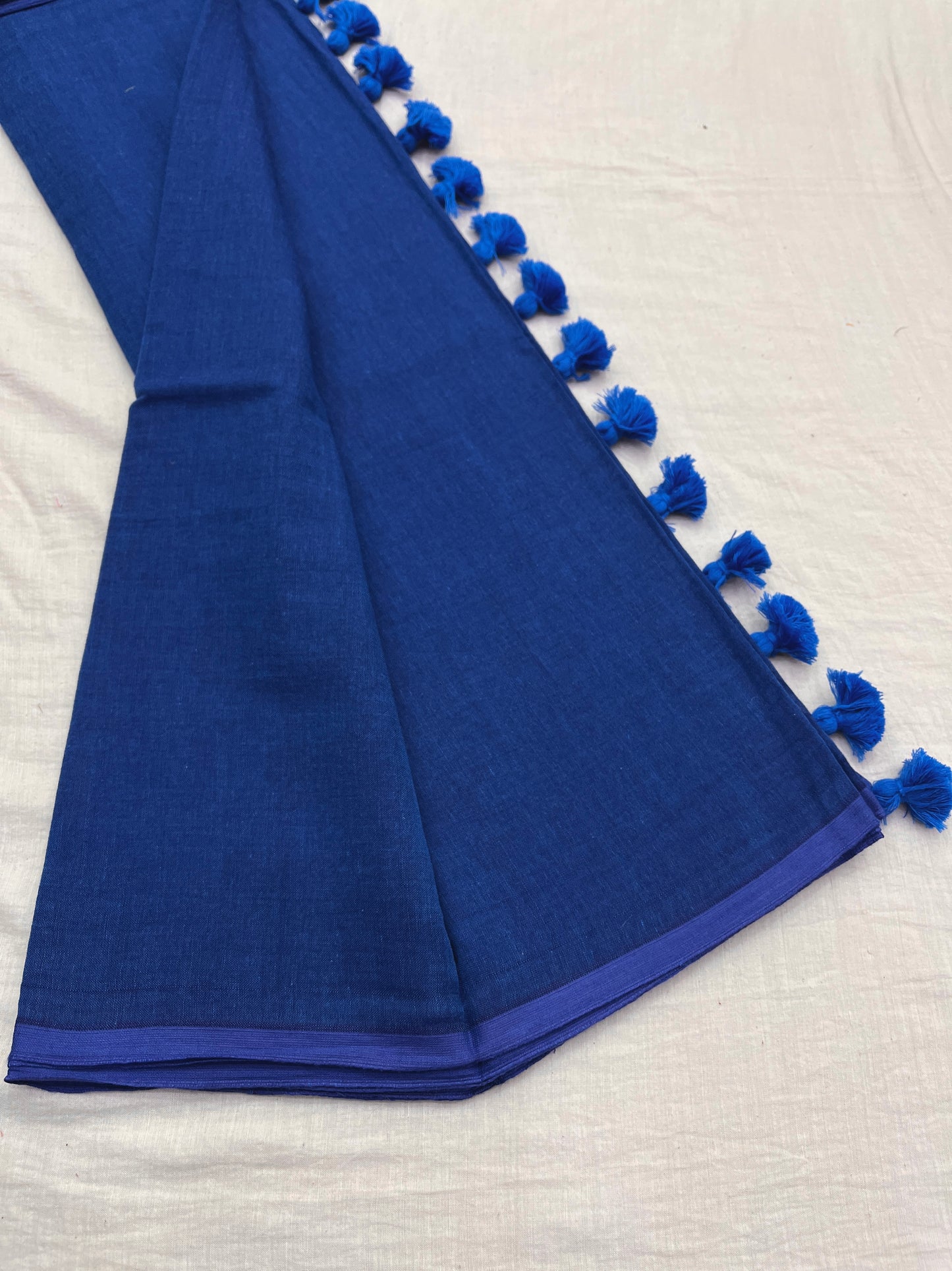 Dark Teal Mulmul Cotton Saree