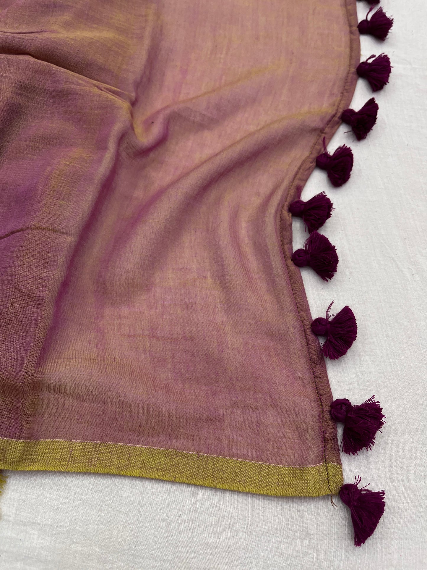 Purple Lime Mulmul Cotton Saree