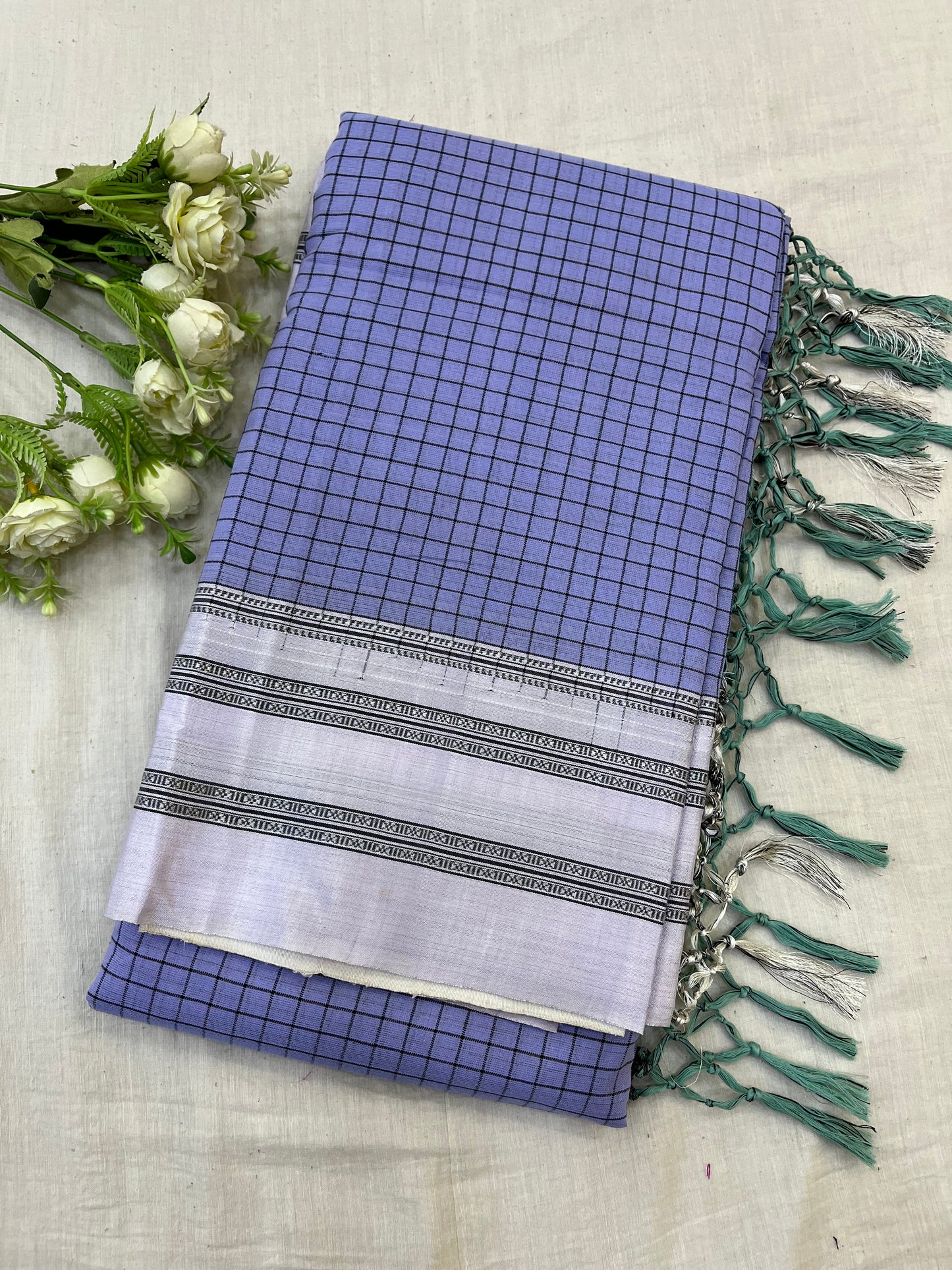 Lavender Rose Checks Ilkal Saree