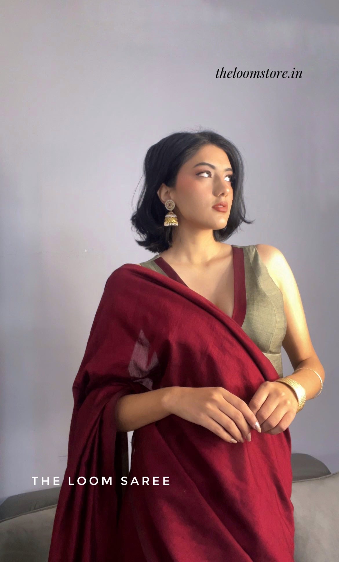 Maroon Muse V Neck Saree Blouse Set