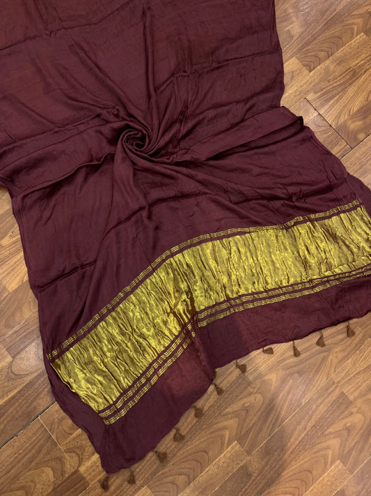 Brown Modal Silk Lagdi Pallu Saree