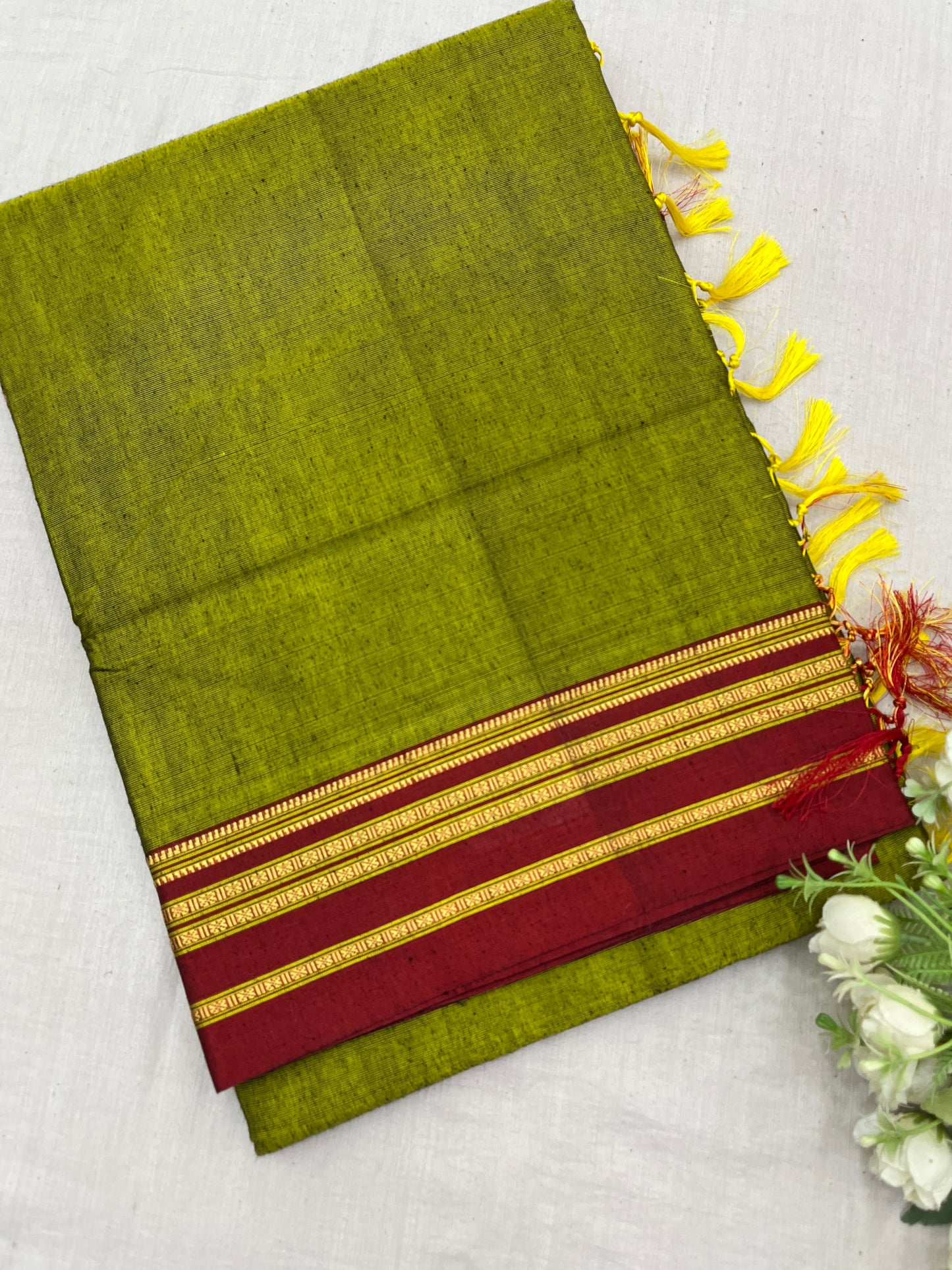 Sneha Green Gayathri Border Rayon Cotton Ilkal Sarees