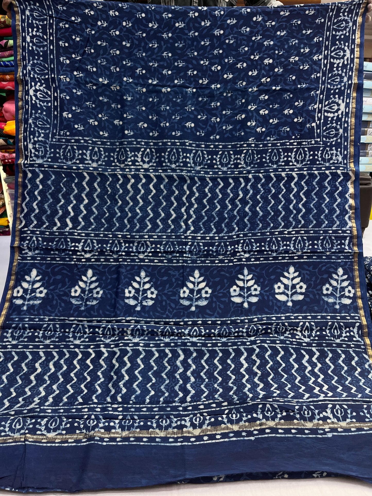 Indigo Chanderi Cotton Saree 2