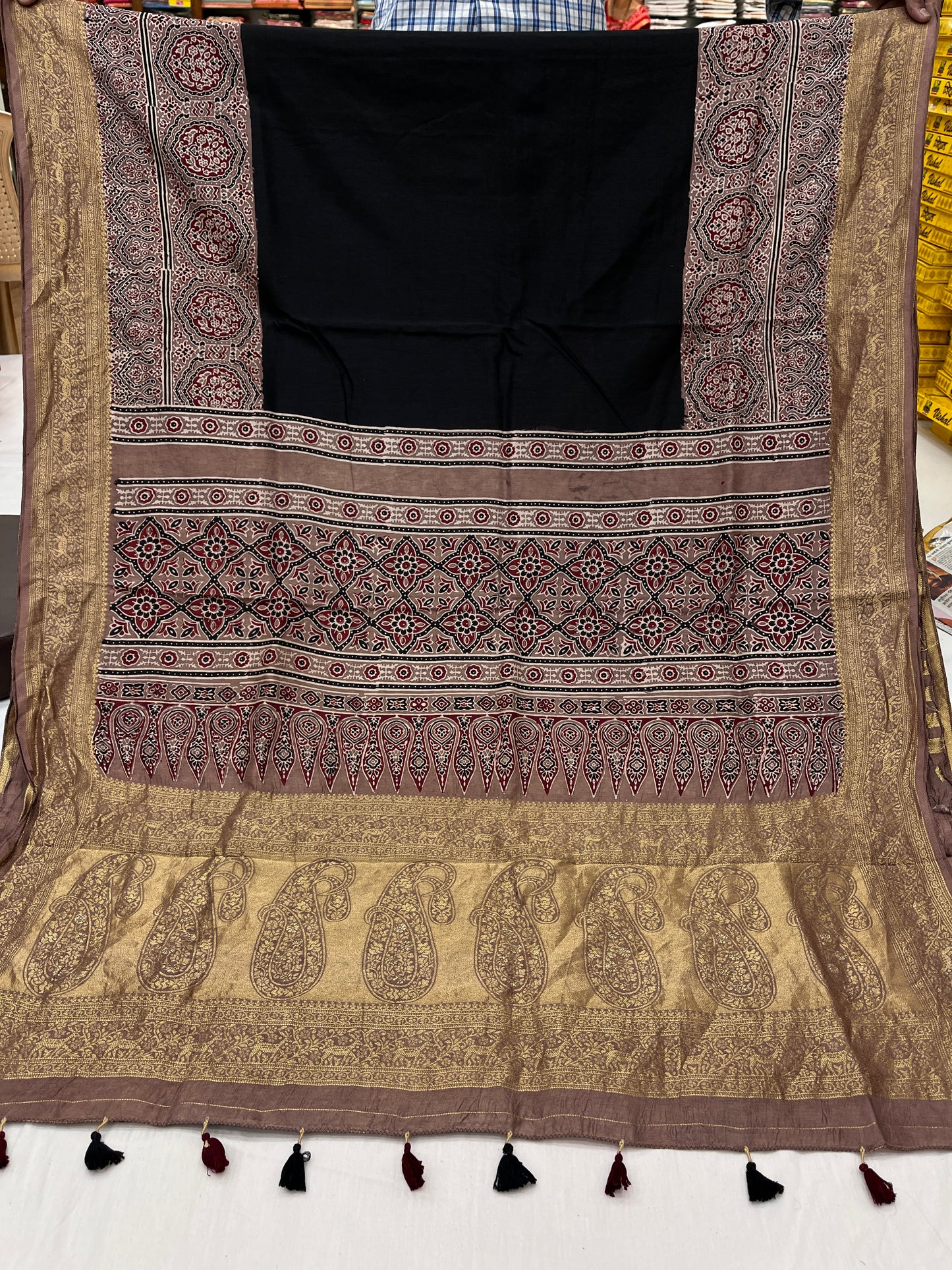 Ajrakh Dola Silk Saree 15